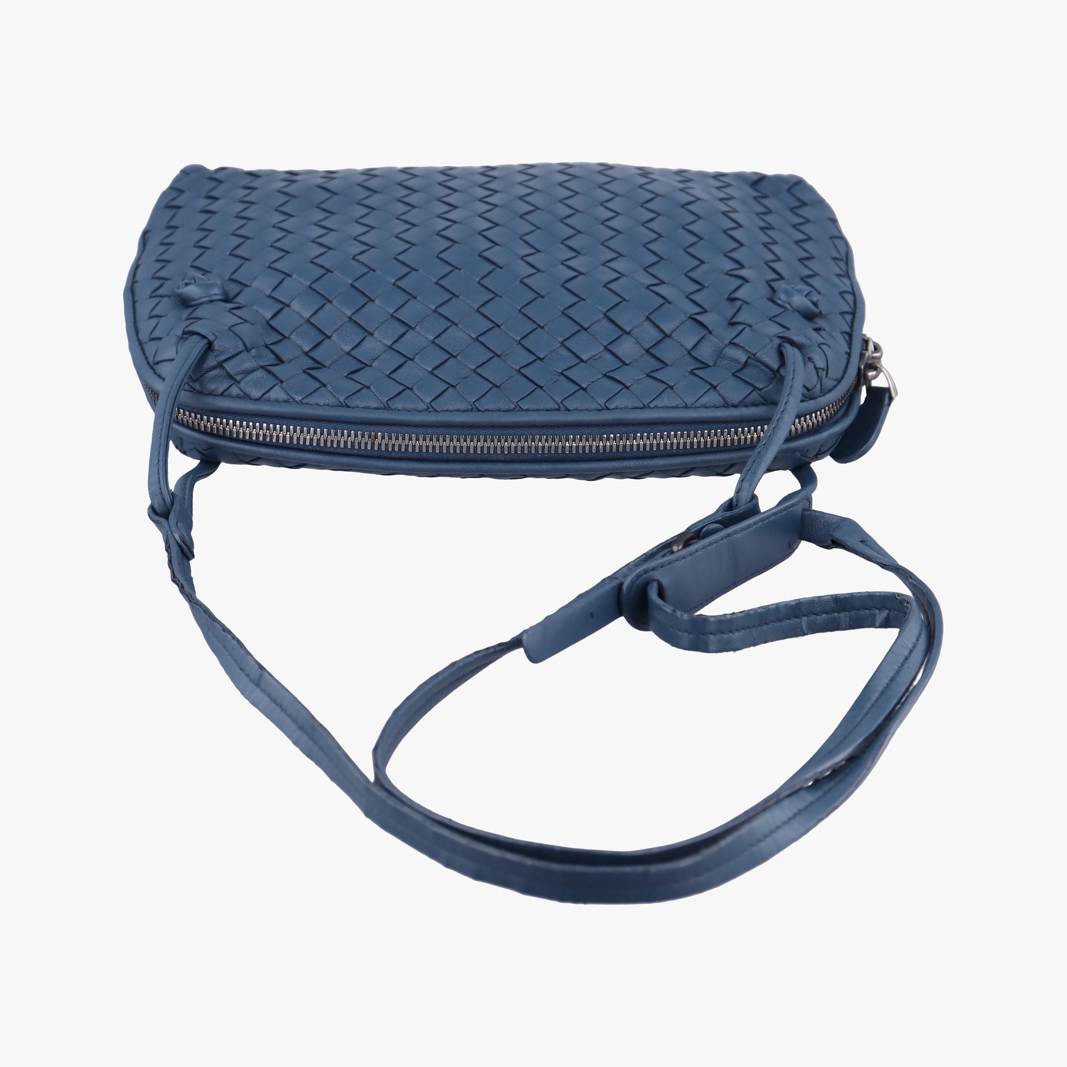 Pre-owned Bottega Veneta NODINI Intrecciato Blue lambskin  shoulderbag | stylenewstar