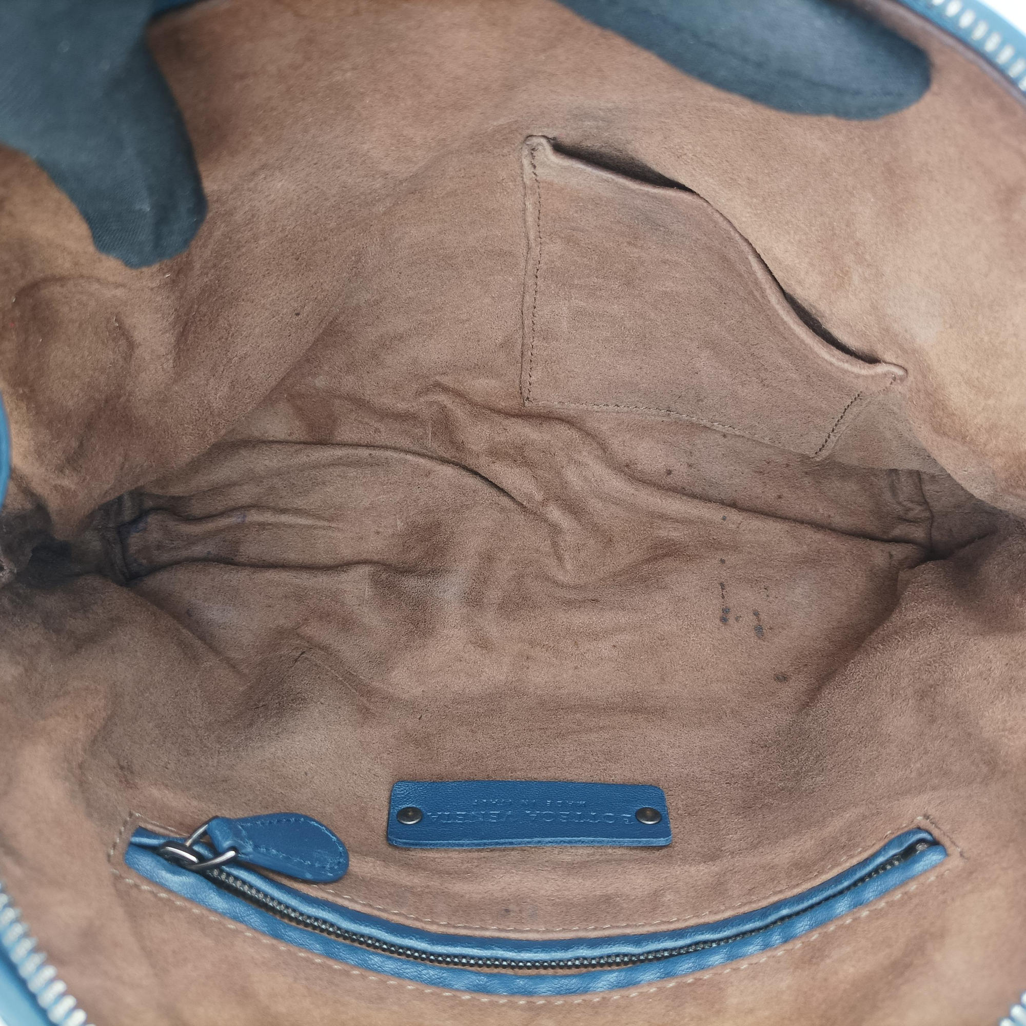 Pre-owned Bottega Veneta NODINI Intrecciato Blue lambskin  shoulderbag | stylenewstar