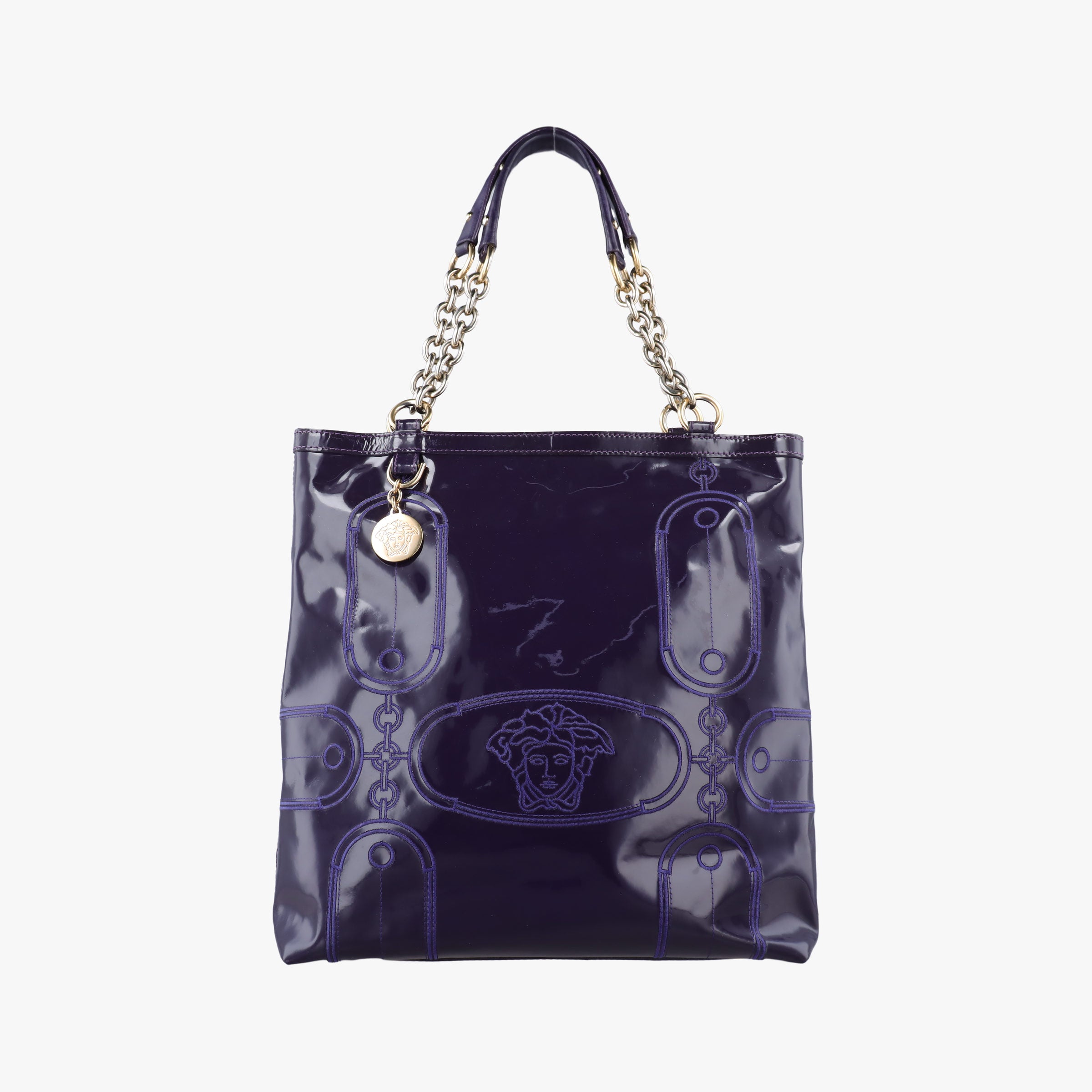 Pre-owned VERSACE medusa Purple Patent Leather  shoulderbag | stylenewstar