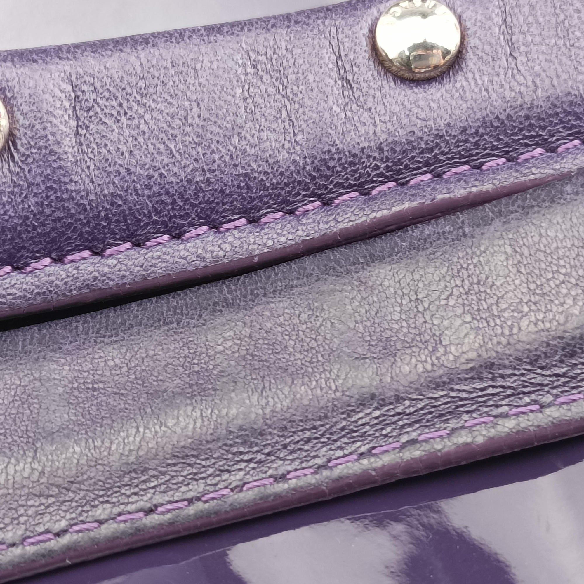 Pre-owned VERSACE medusa Purple Patent Leather  shoulderbag | stylenewstar
