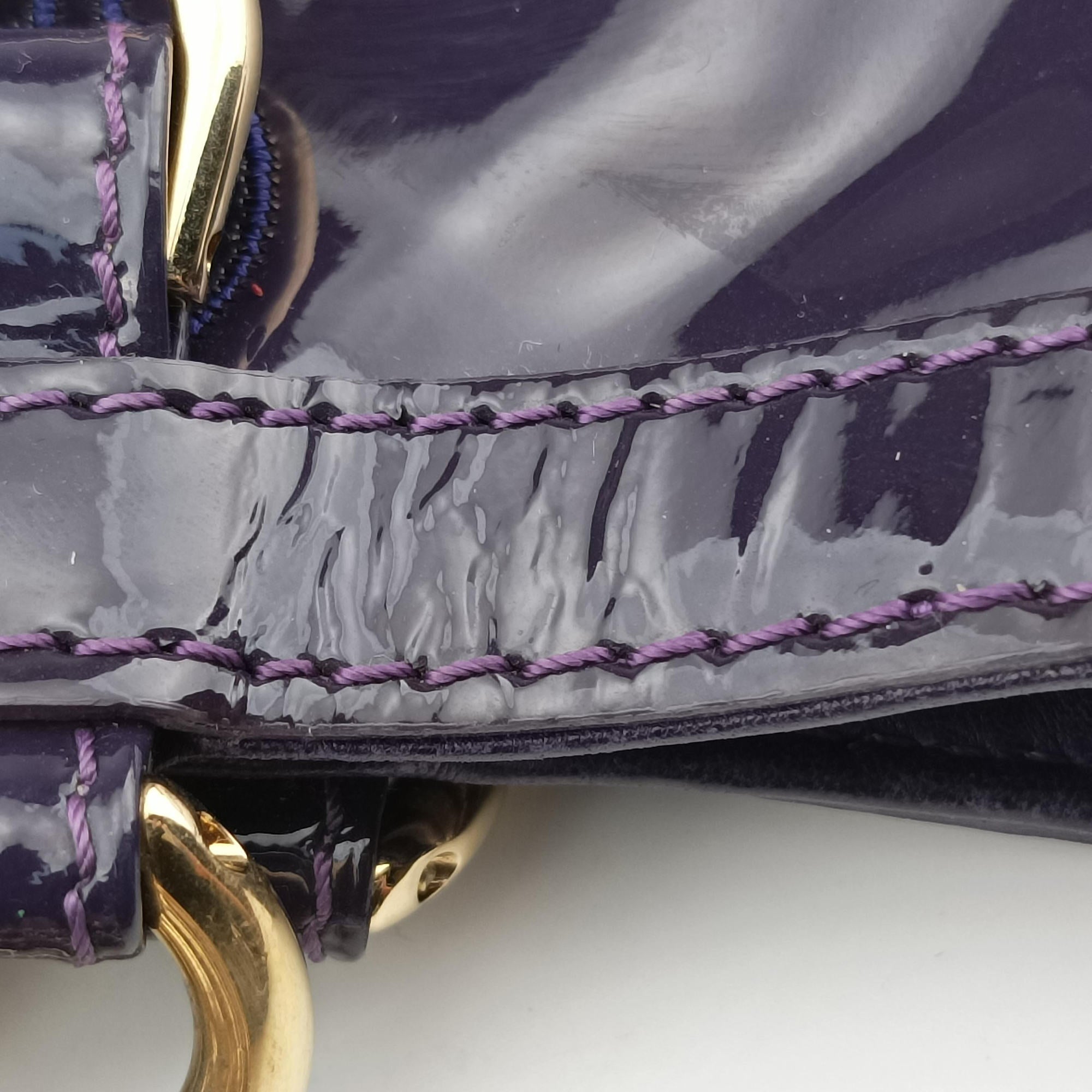 Pre-owned VERSACE medusa Purple Patent Leather  shoulderbag | stylenewstar