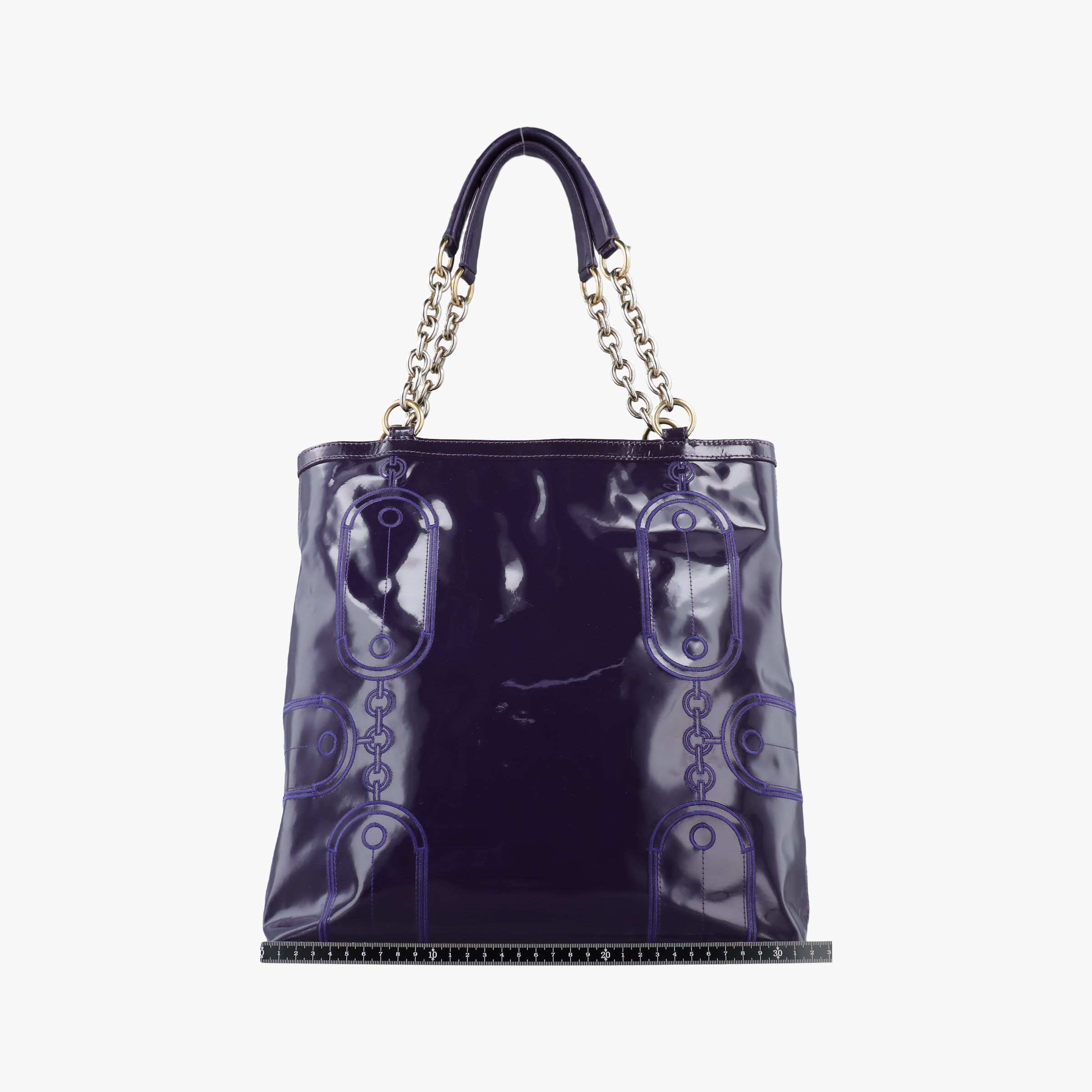 Pre-owned VERSACE medusa Purple Patent Leather  shoulderbag | stylenewstar