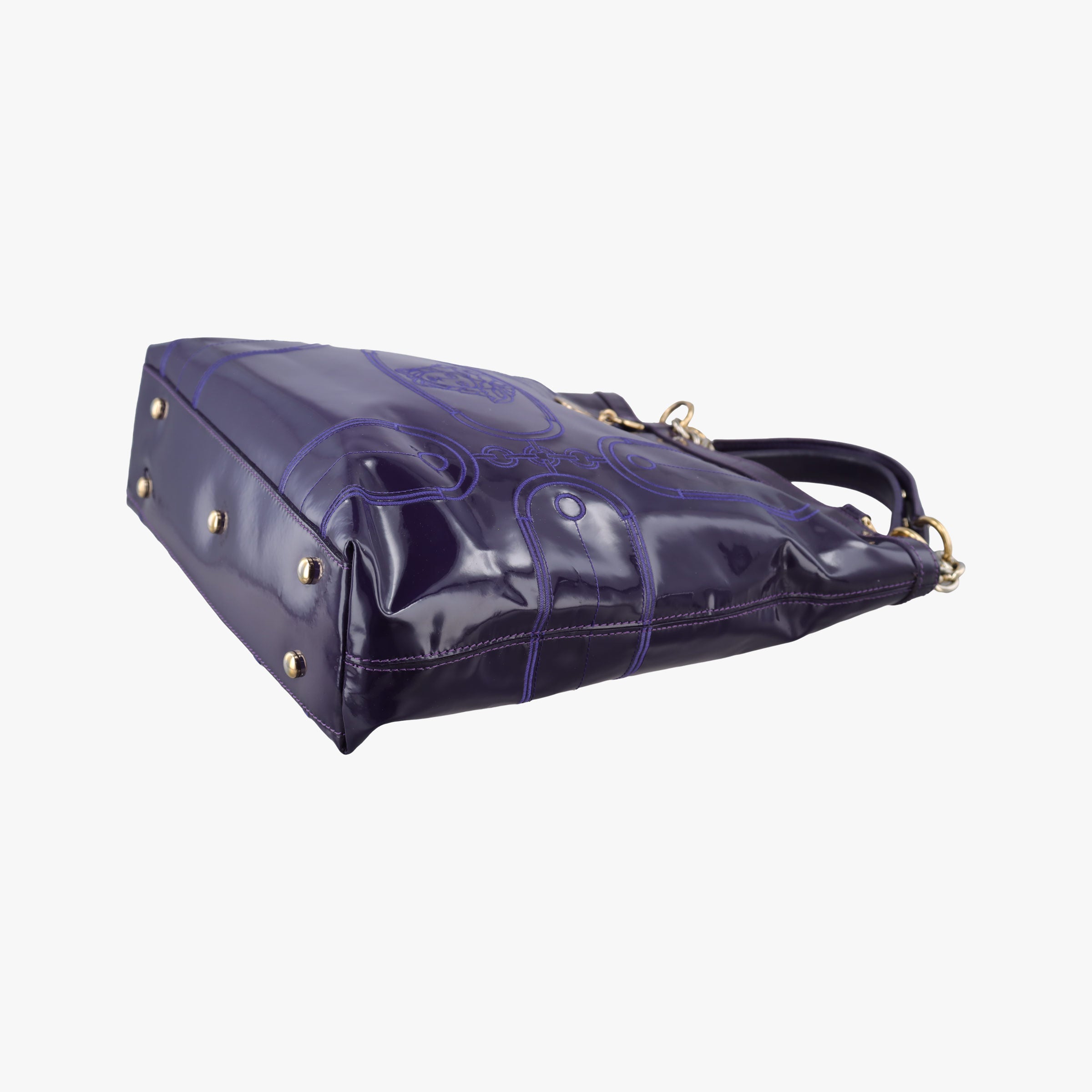 Pre-owned VERSACE medusa Purple Patent Leather  shoulderbag | stylenewstar