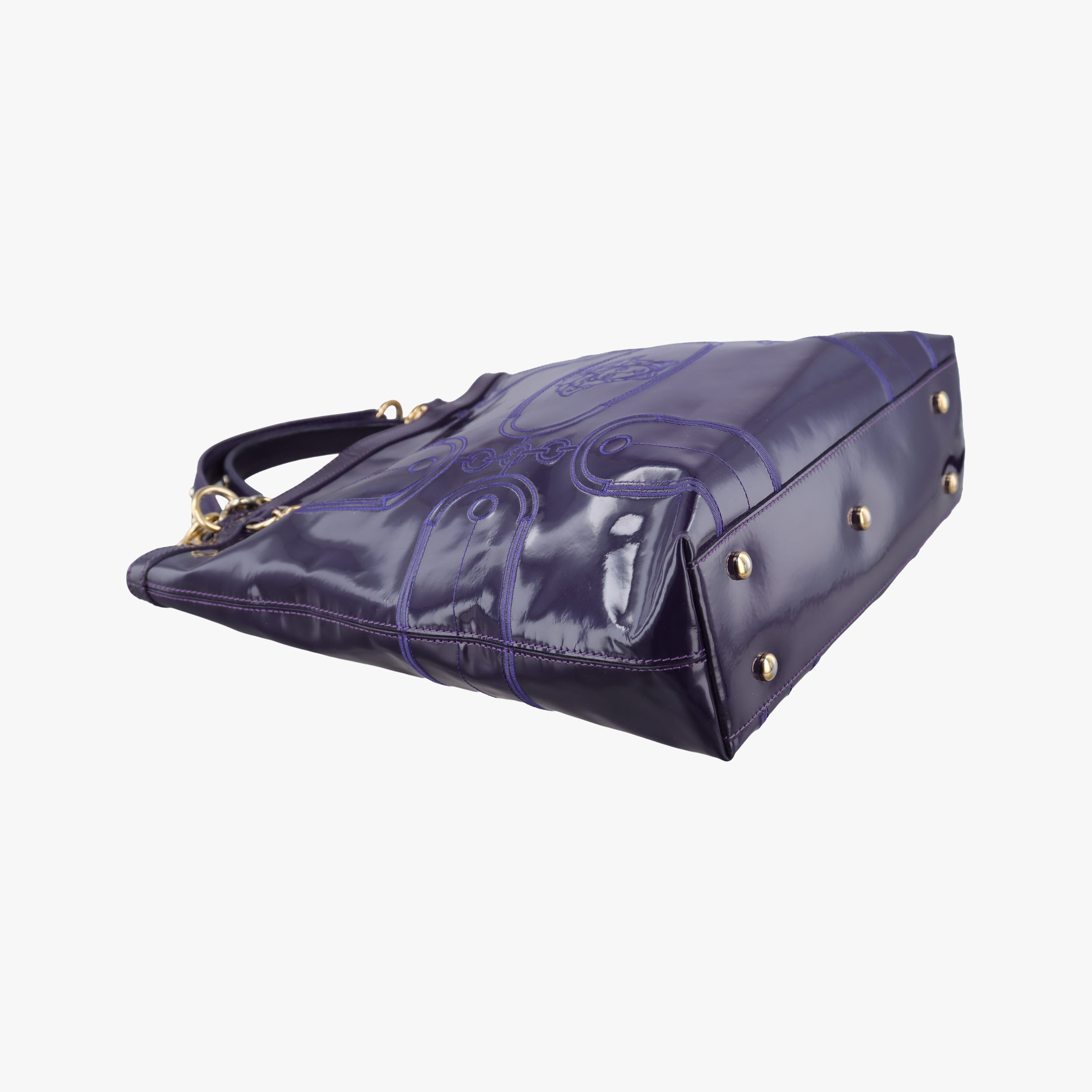 Pre-owned VERSACE medusa Purple Patent Leather  shoulderbag | stylenewstar