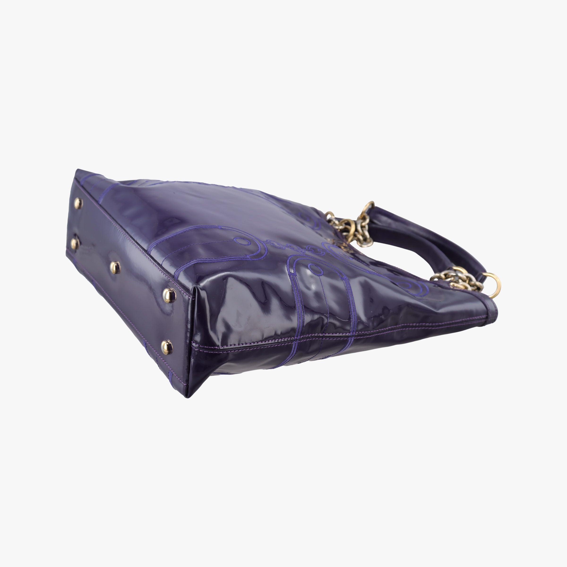 Pre-owned VERSACE medusa Purple Patent Leather  shoulderbag | stylenewstar