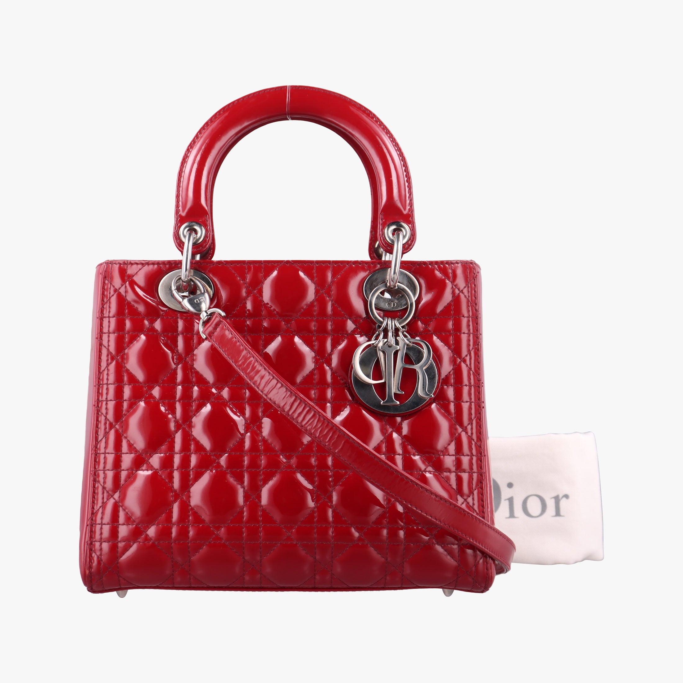 Vintage Christian Dior Lady Dior Red patent  shoulderbag | stylenewstar