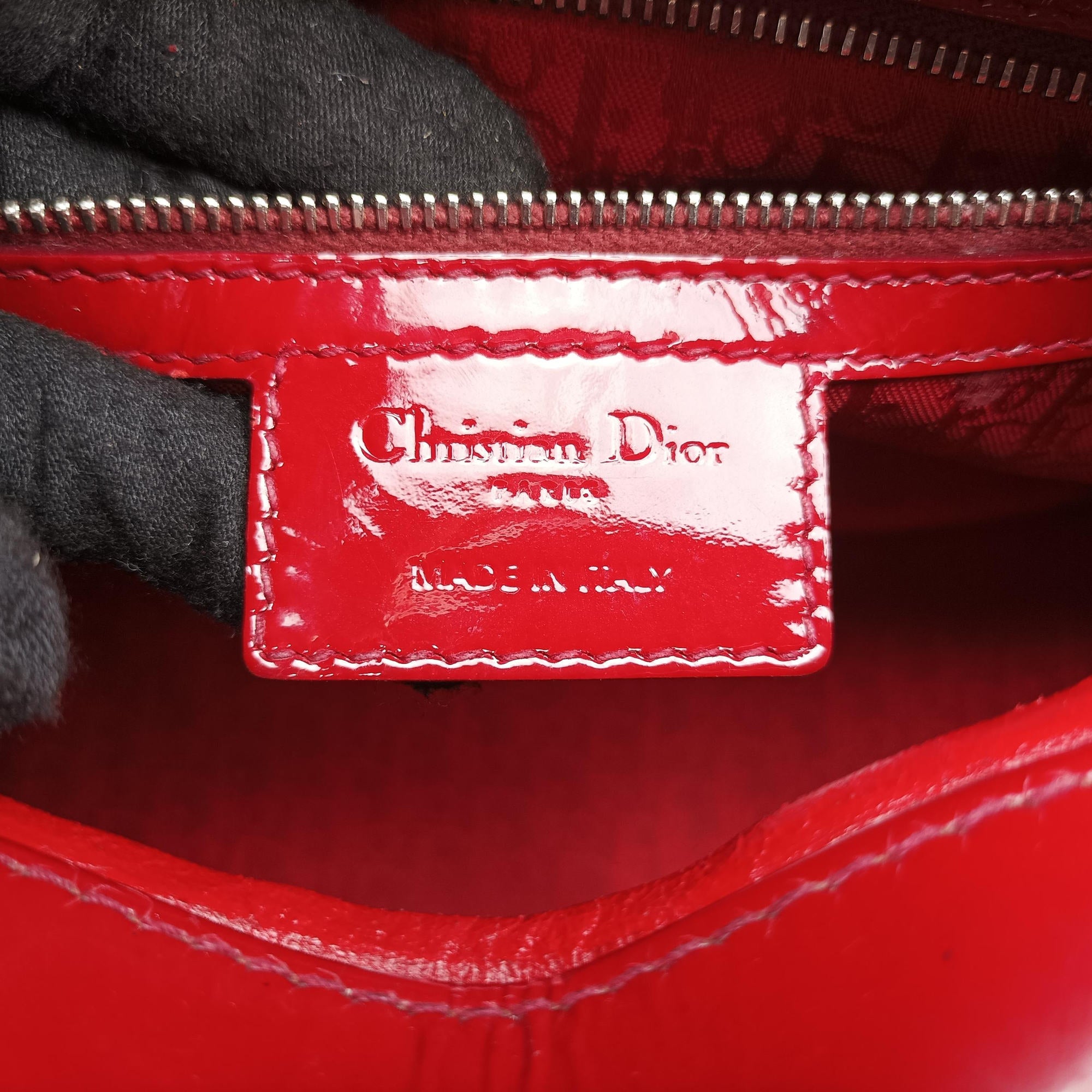 Vintage Christian Dior Lady Dior Red patent  shoulderbag | stylenewstar