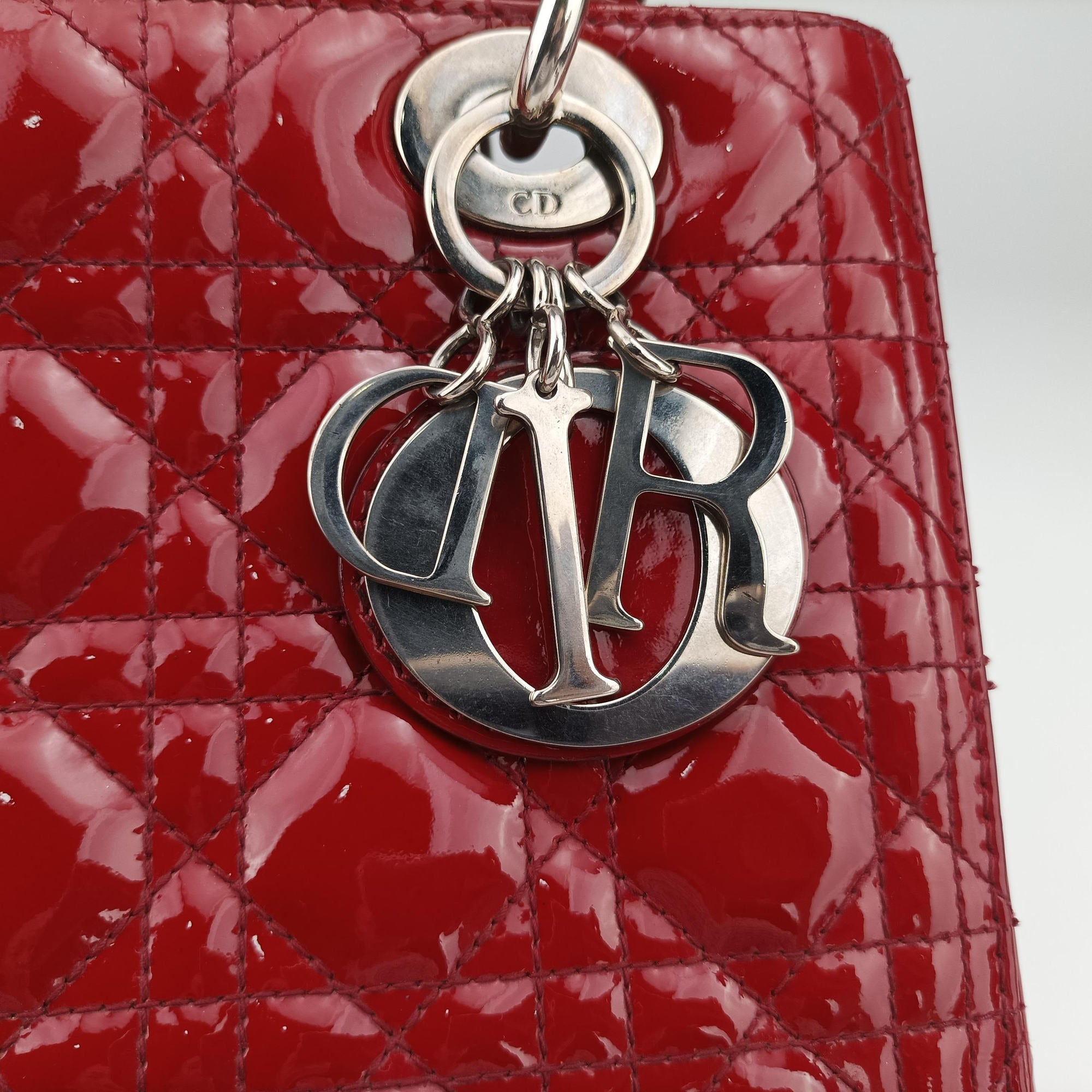 Vintage Christian Dior Lady Dior Red patent  shoulderbag | stylenewstar