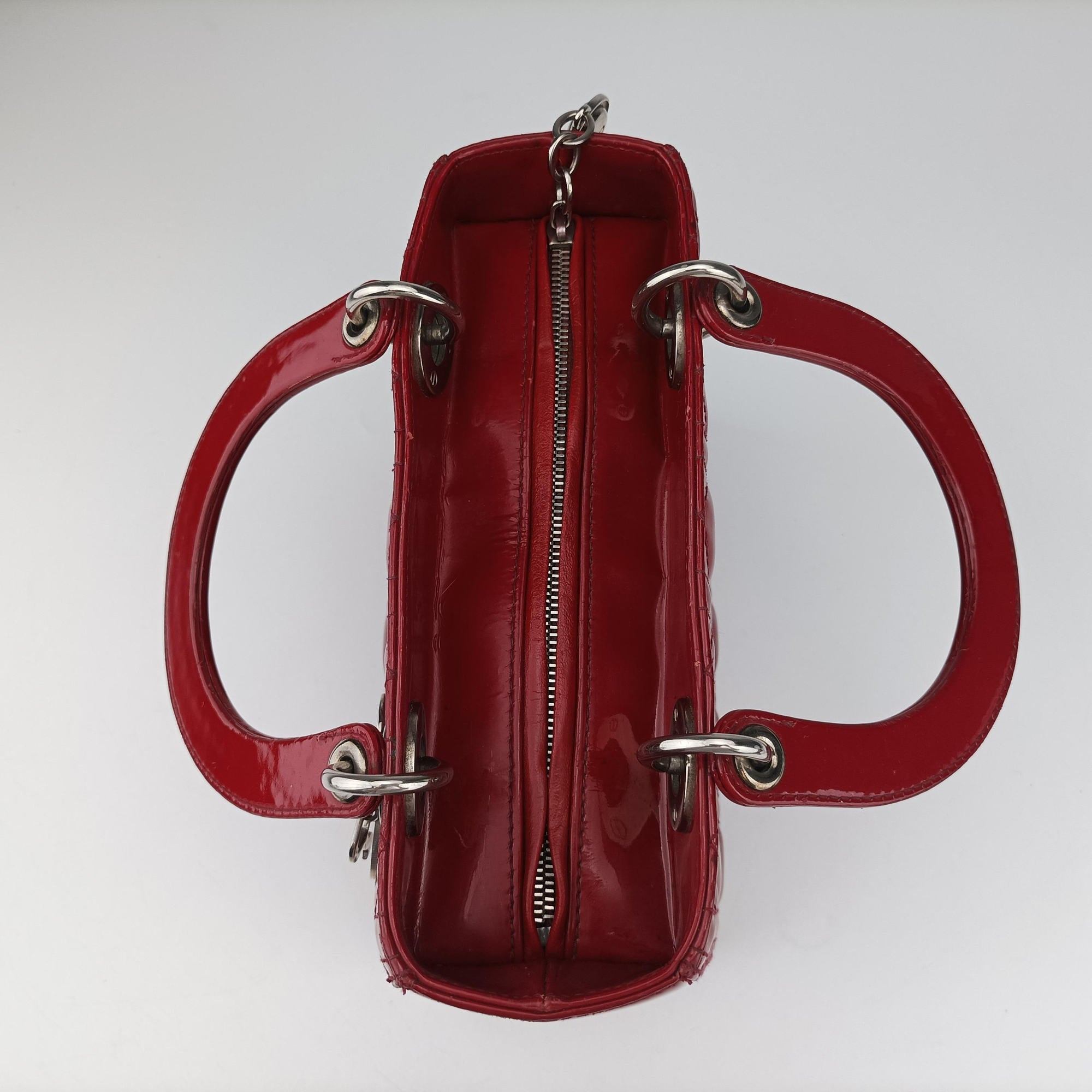 Vintage Christian Dior Lady Dior Red patent  shoulderbag | stylenewstar