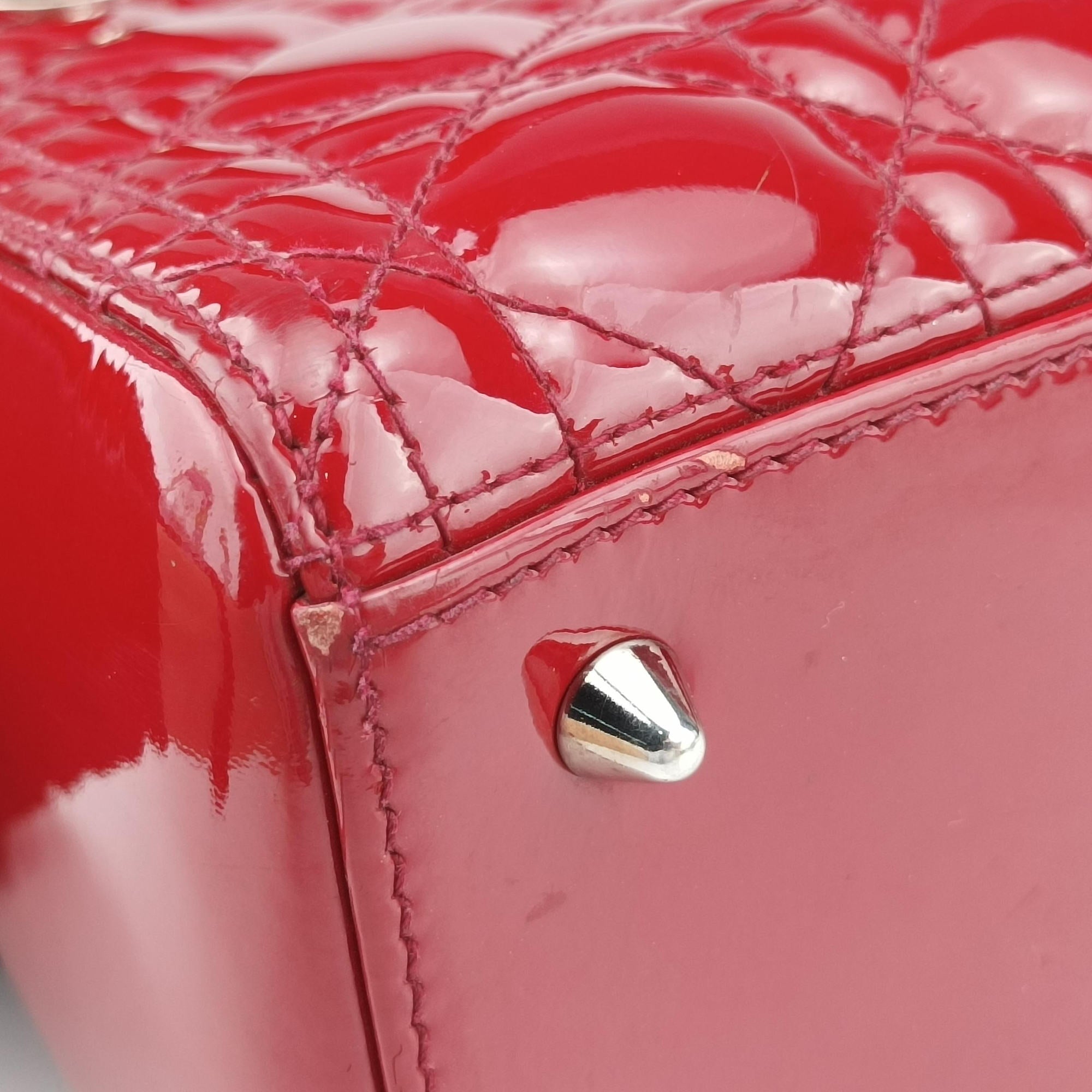 Vintage Christian Dior Lady Dior Red patent  shoulderbag | stylenewstar