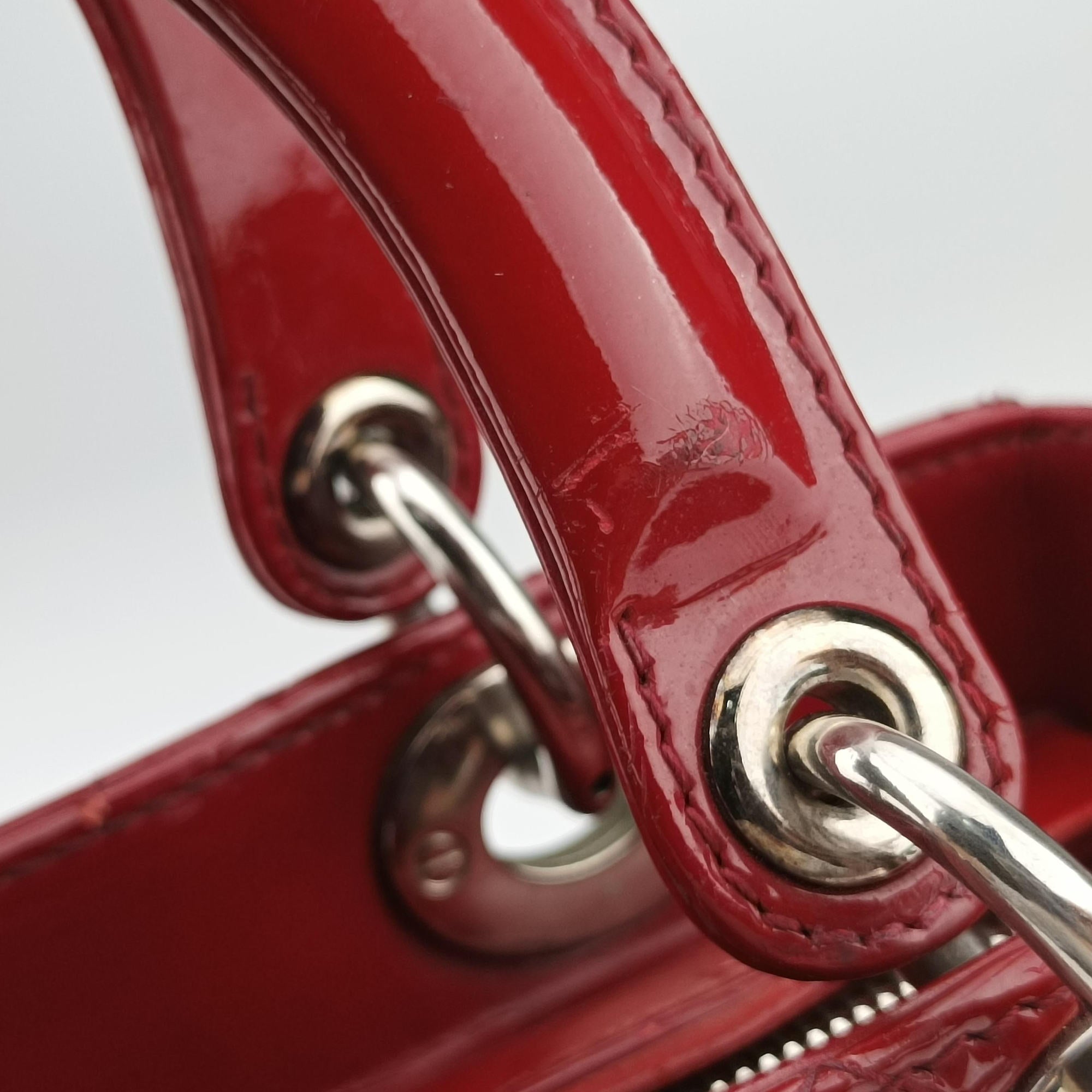 Vintage Christian Dior Lady Dior Red patent  shoulderbag | stylenewstar