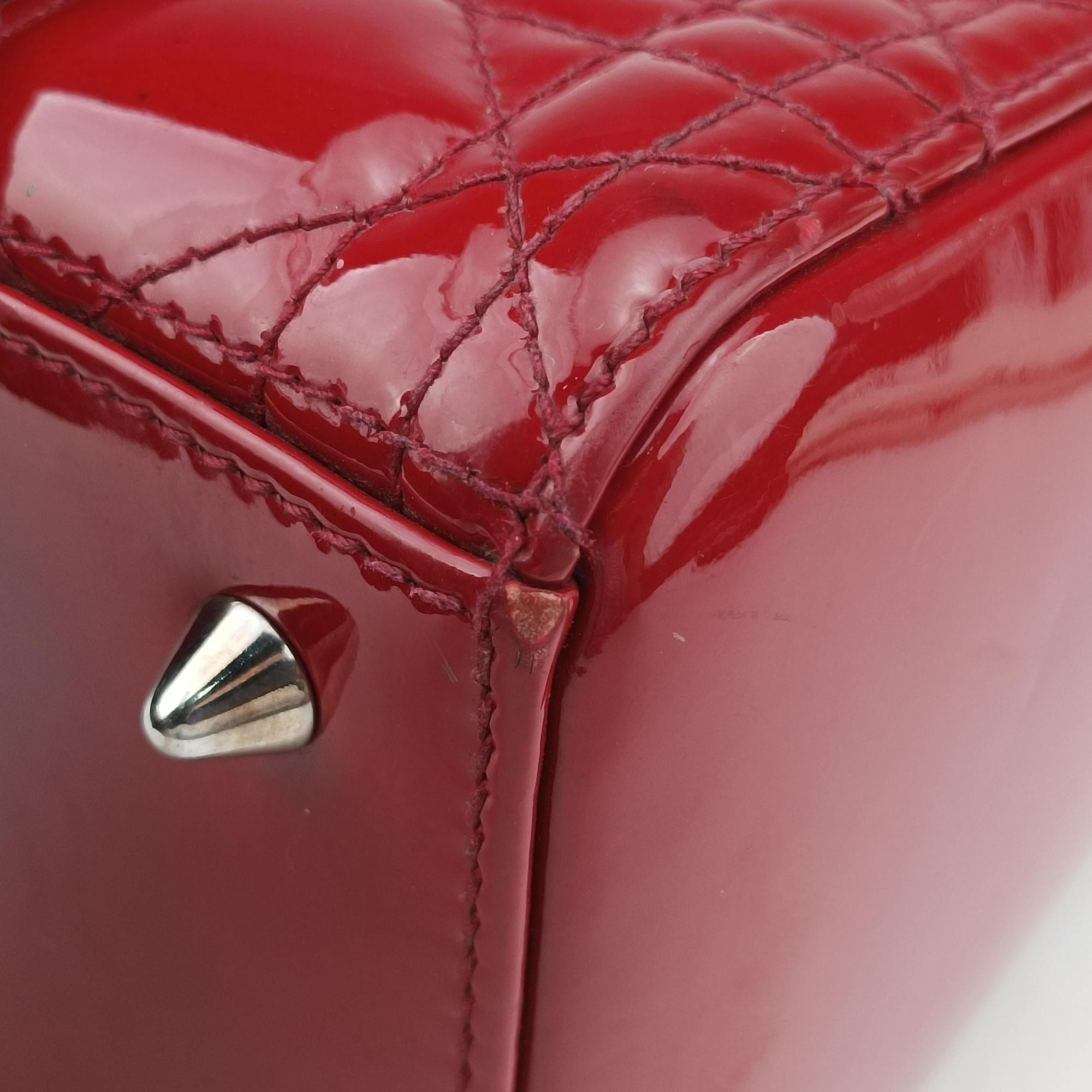 Vintage Christian Dior Lady Dior Red patent  shoulderbag | stylenewstar
