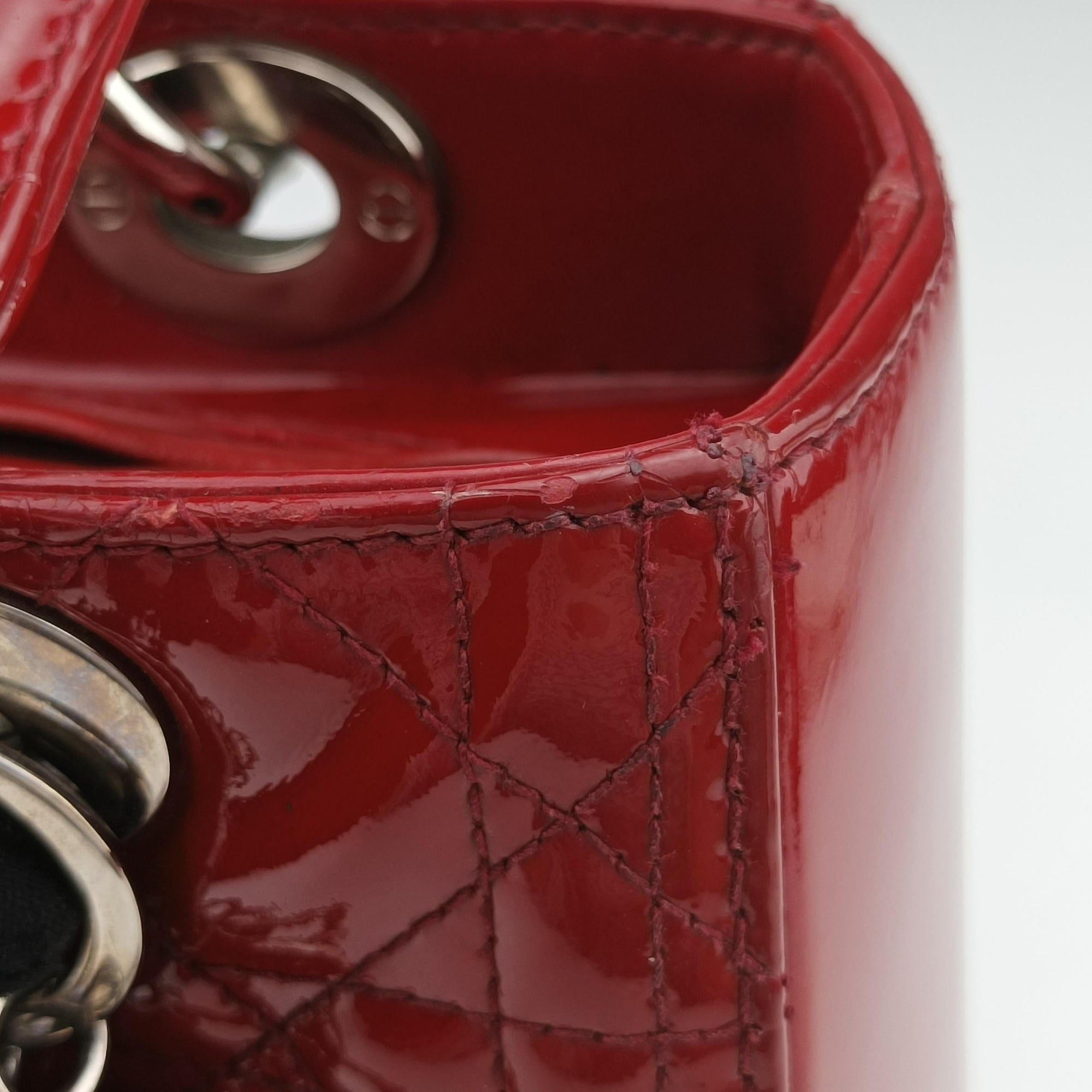 Vintage Christian Dior Lady Dior Red patent  shoulderbag | stylenewstar