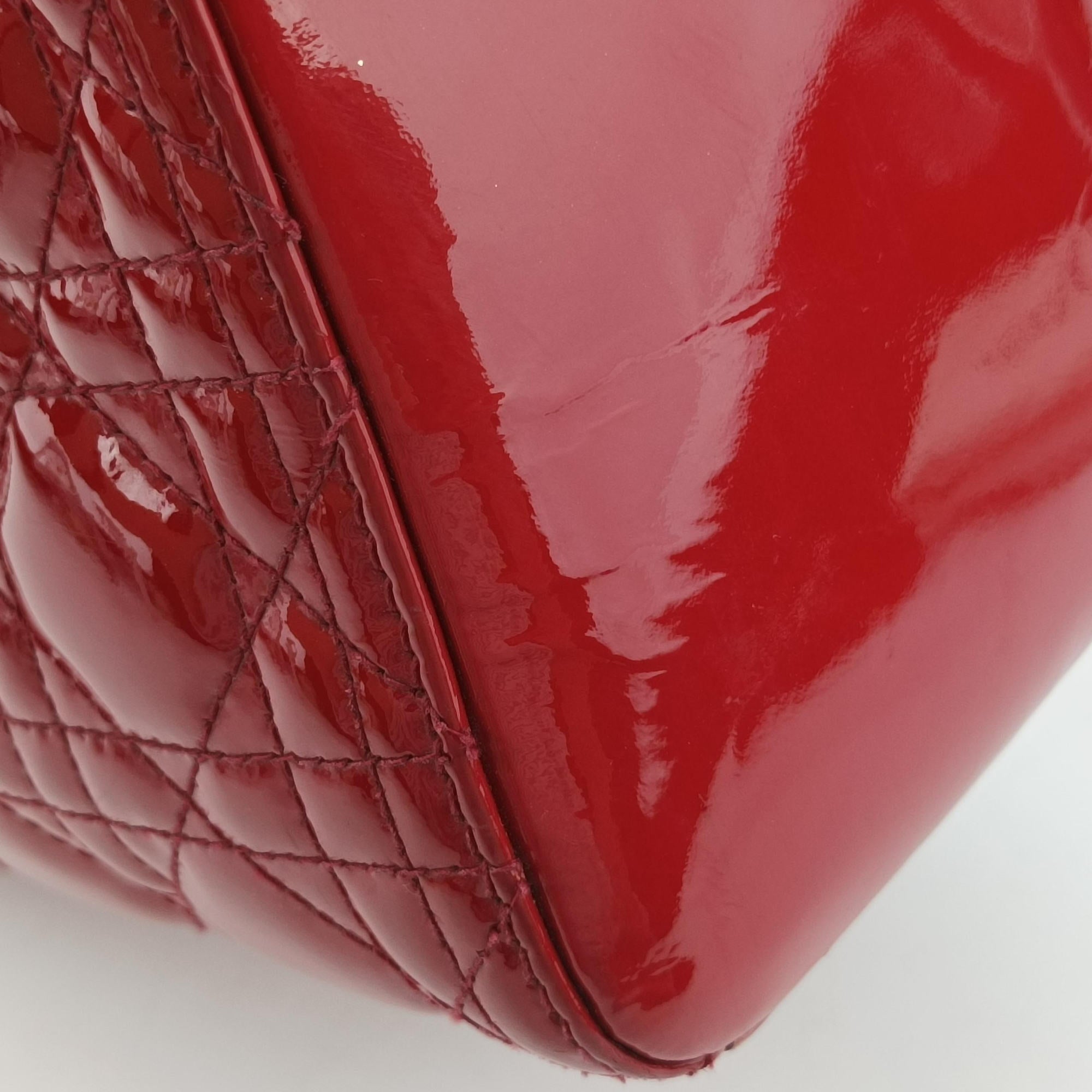 Vintage Christian Dior Lady Dior Red patent  shoulderbag | stylenewstar
