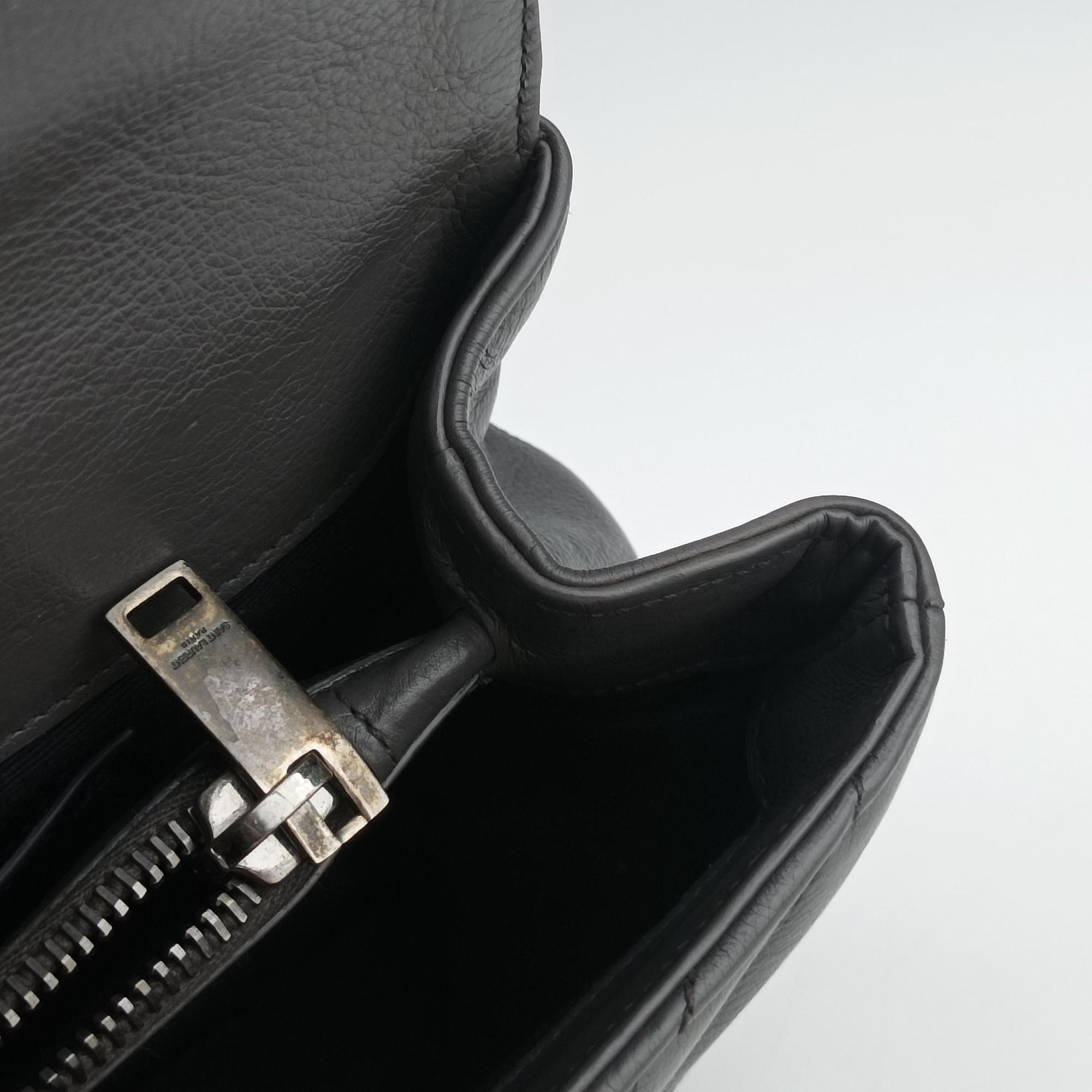 Vintage Yves Saint Laurent COLLEGE Grey Leather 428056 shoulderbag | stylenewstar