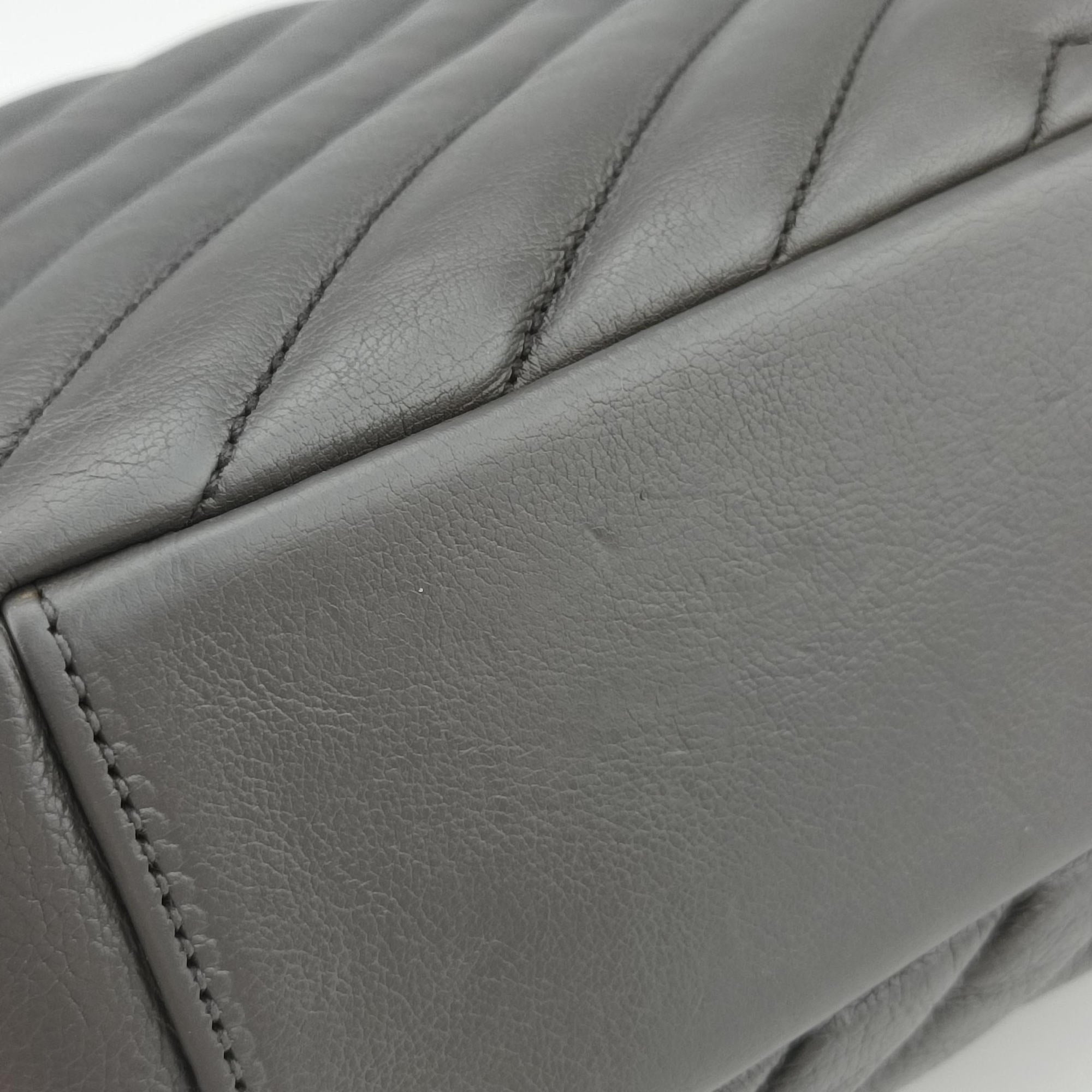 Vintage Yves Saint Laurent COLLEGE Grey Leather 428056 shoulderbag | stylenewstar