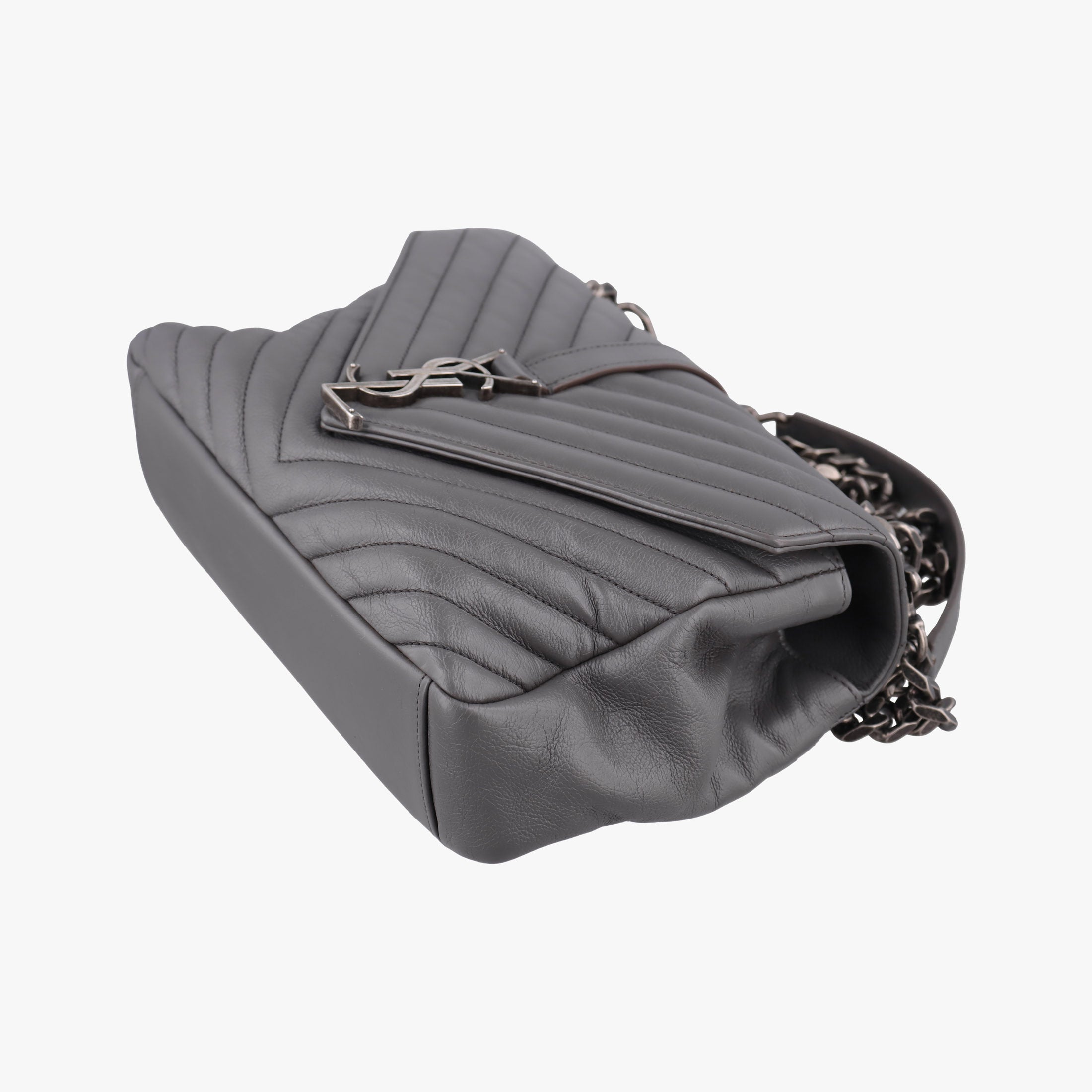 Vintage Yves Saint Laurent COLLEGE Grey Leather 428056 shoulderbag | stylenewstar