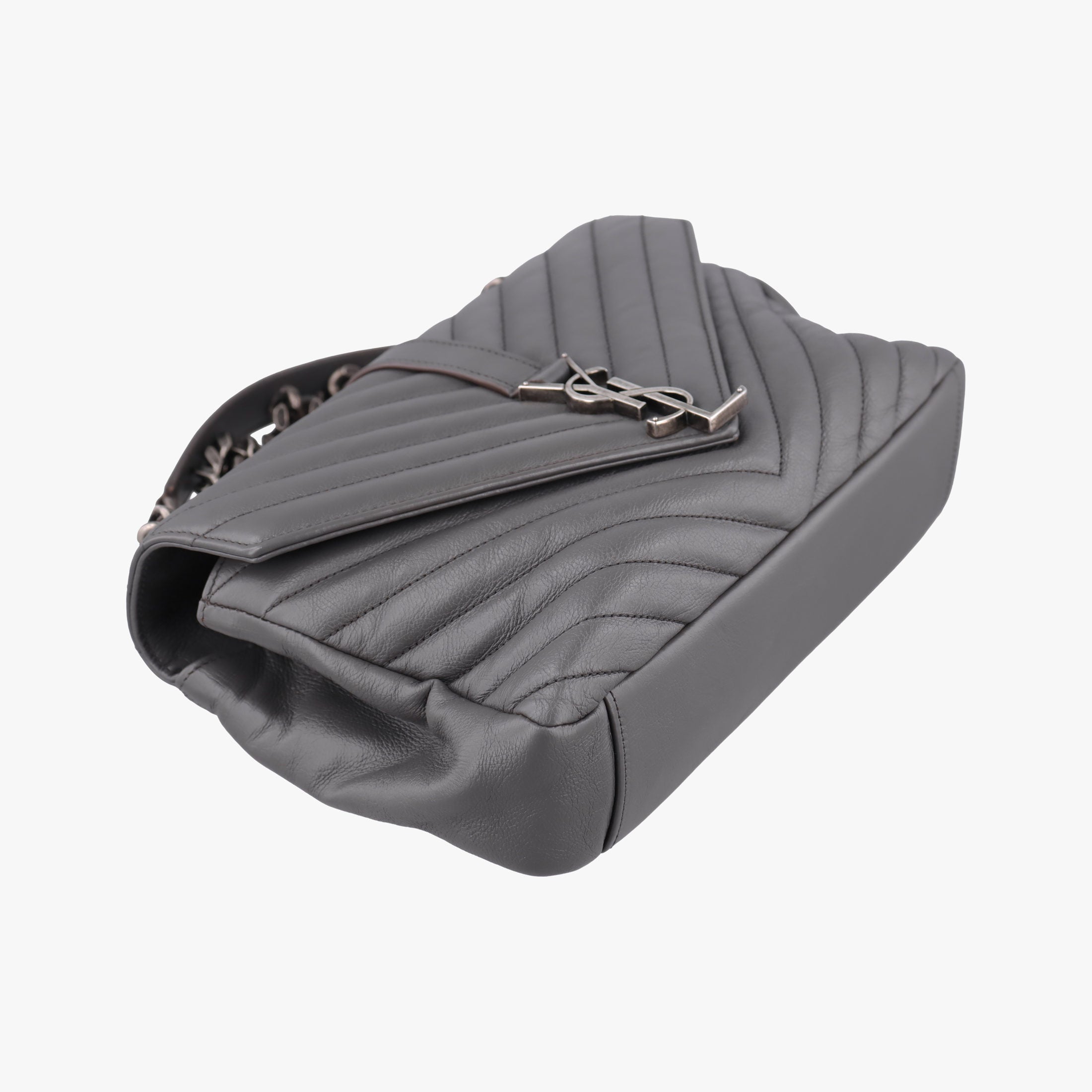 Vintage Yves Saint Laurent COLLEGE Grey Leather 428056 shoulderbag | stylenewstar