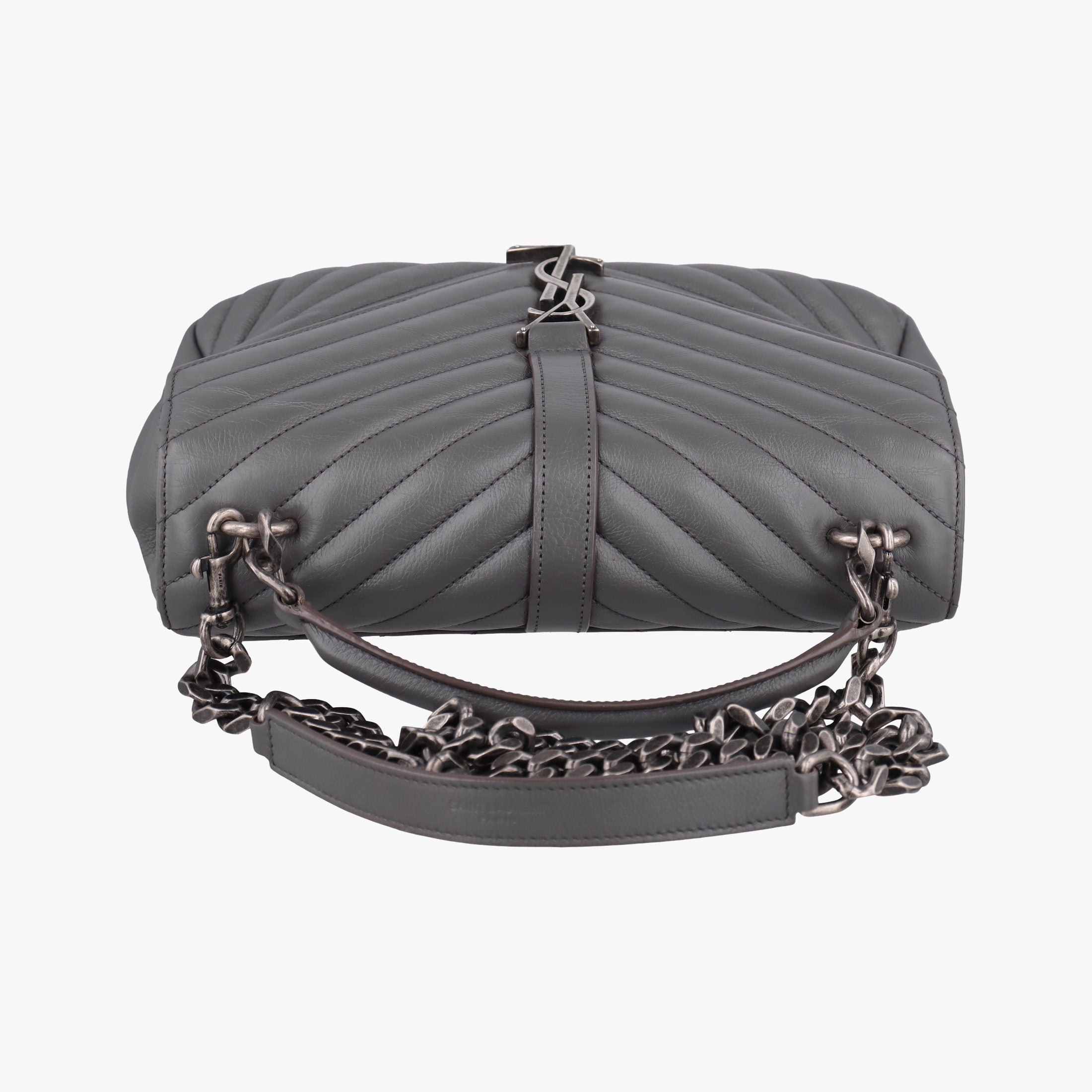 Vintage Yves Saint Laurent COLLEGE Grey Leather 428056 shoulderbag | stylenewstar