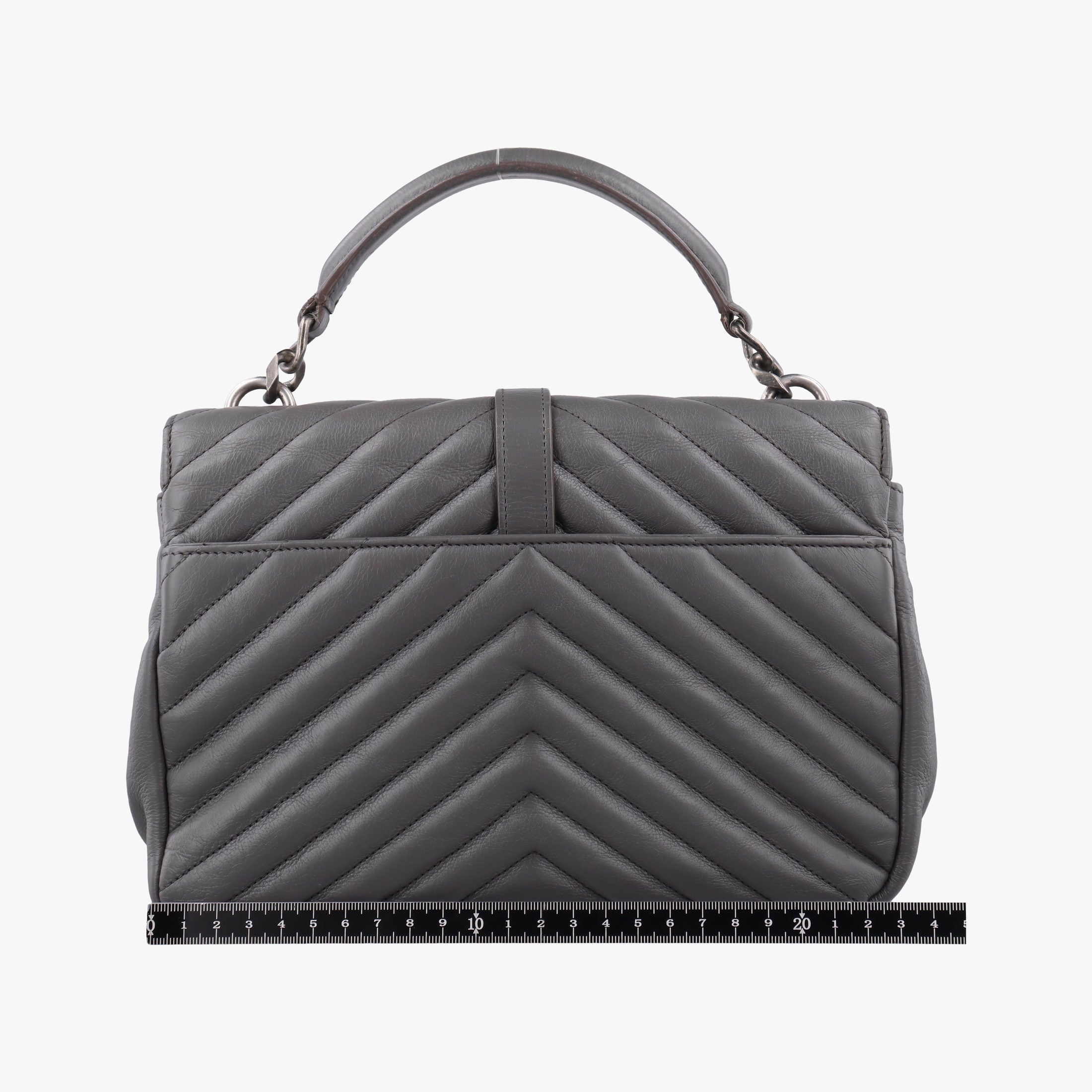 Pre-owned Yves Saint Laurent COLLEGE Grey Leather 428056 handbag | stylenewstar