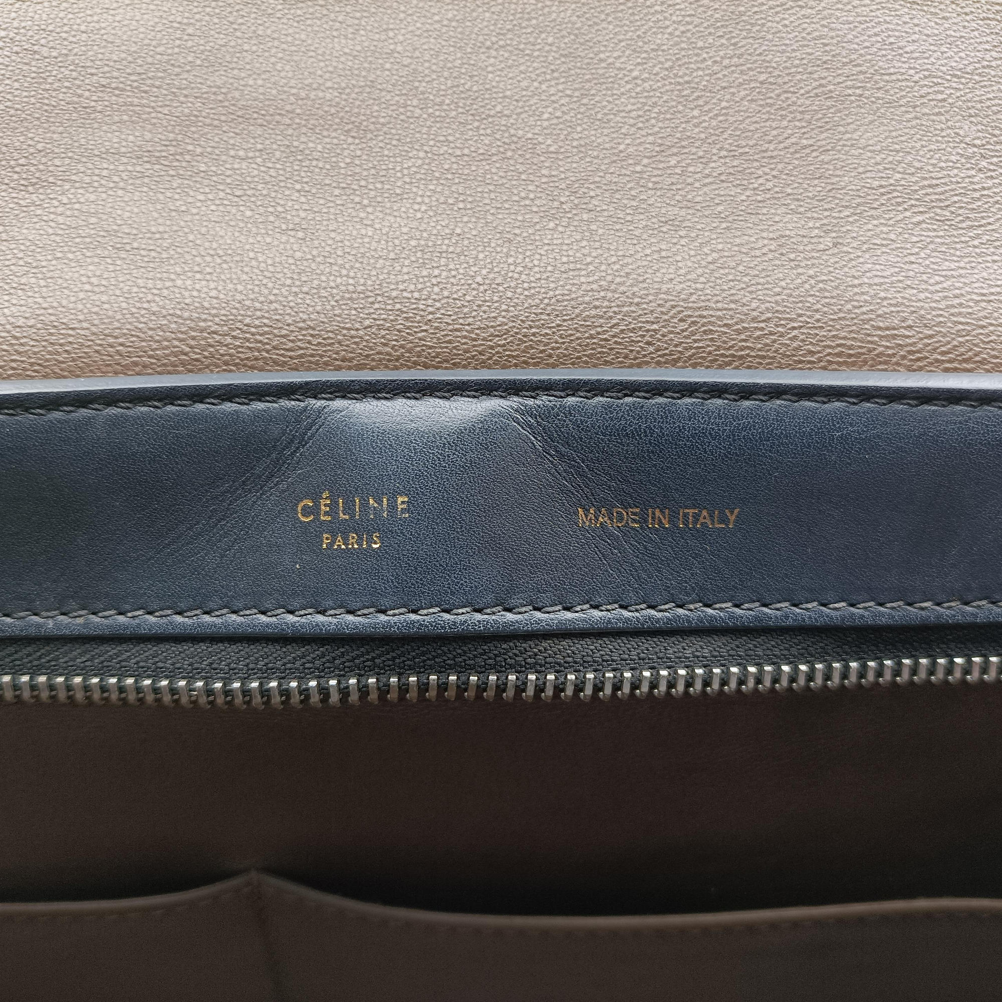 Pre-owned Celine Trapeze Brown × Black ×Beige Snakeskin × Leather  shoulderbag | stylenewstar