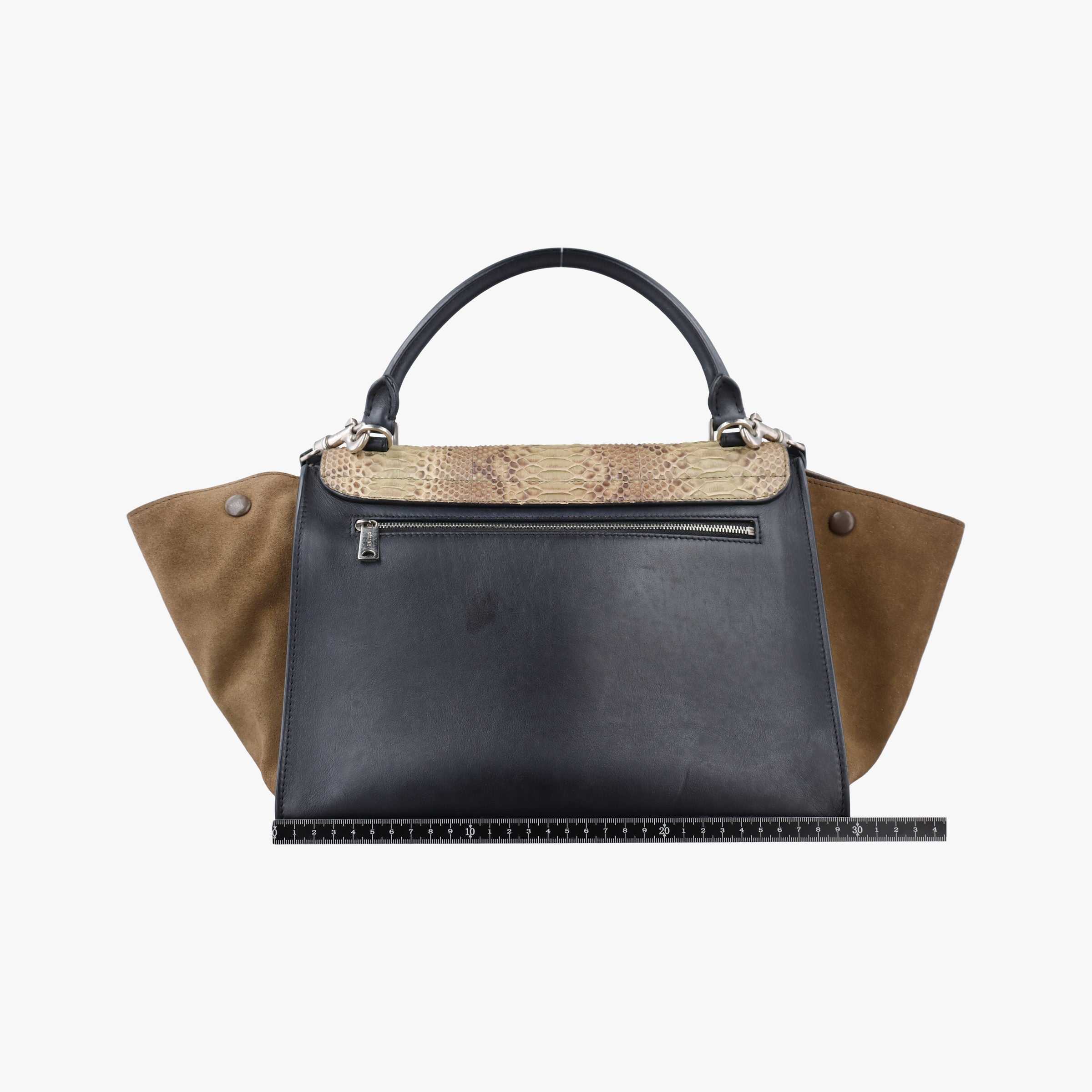 Pre-owned Celine Trapeze Brown × Black ×Beige Snakeskin × Leather  shoulderbag | stylenewstar