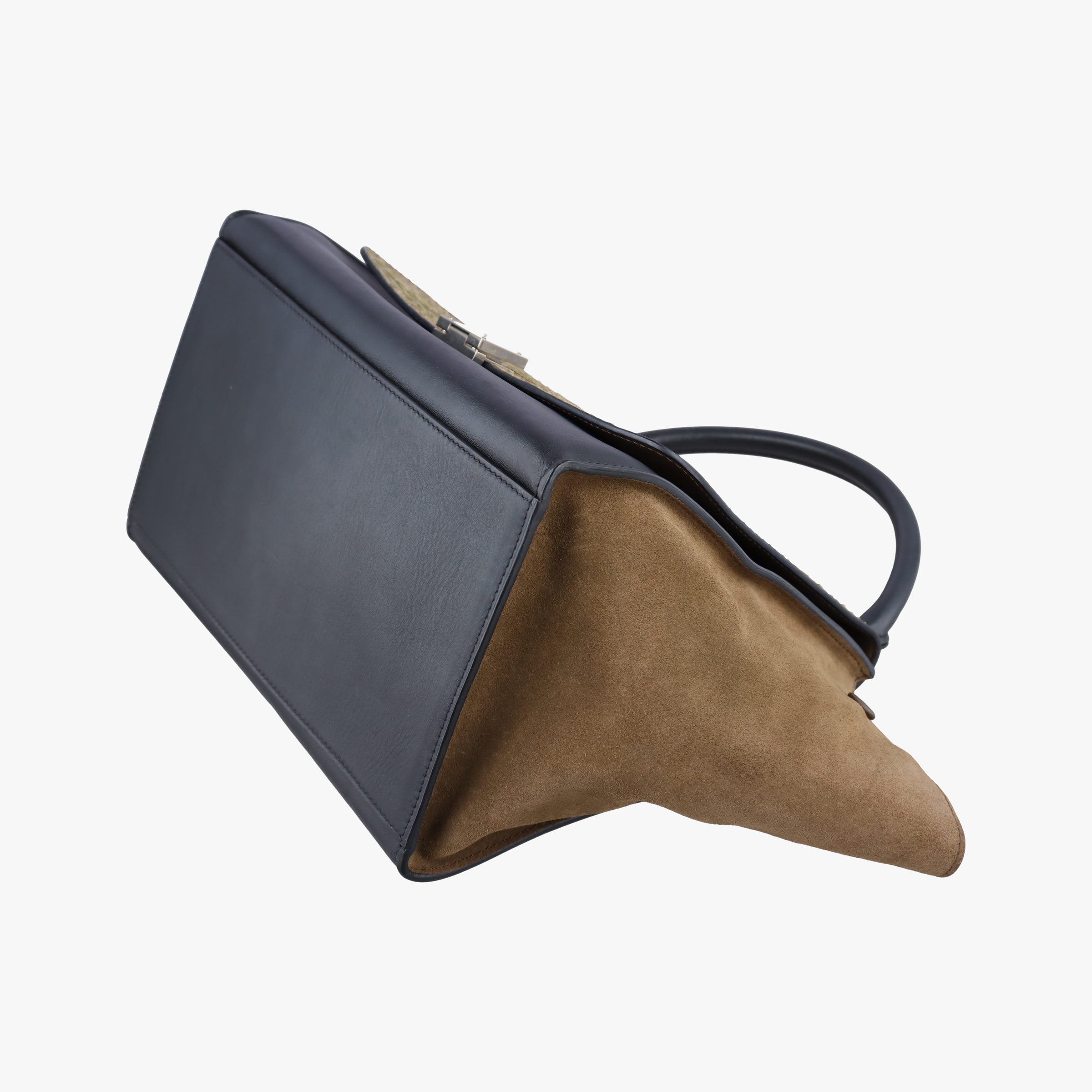 Pre-owned Celine Trapeze Brown × Black ×Beige Snakeskin × Leather  shoulderbag | stylenewstar