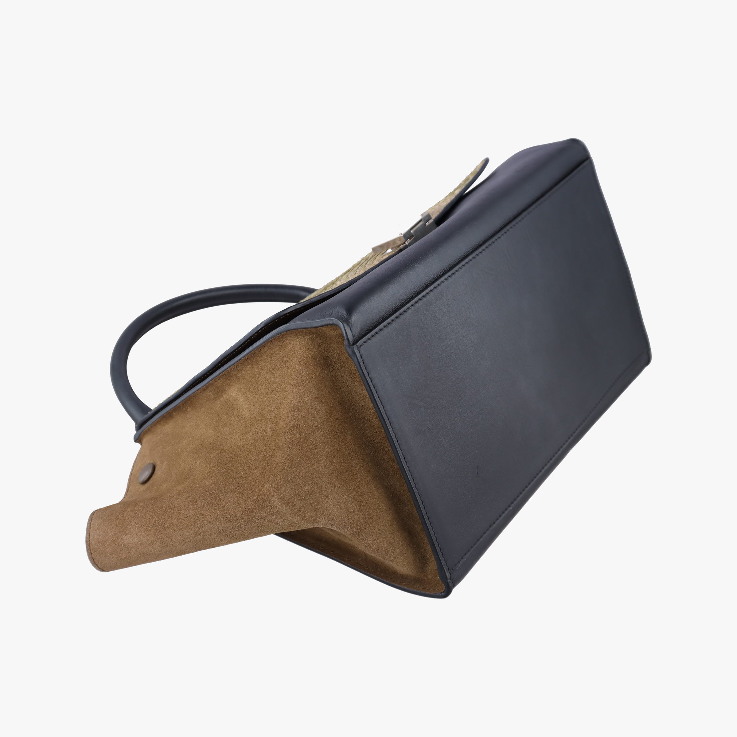 Pre-owned Celine Trapeze Brown × Black ×Beige Snakeskin × Leather  shoulderbag | stylenewstar