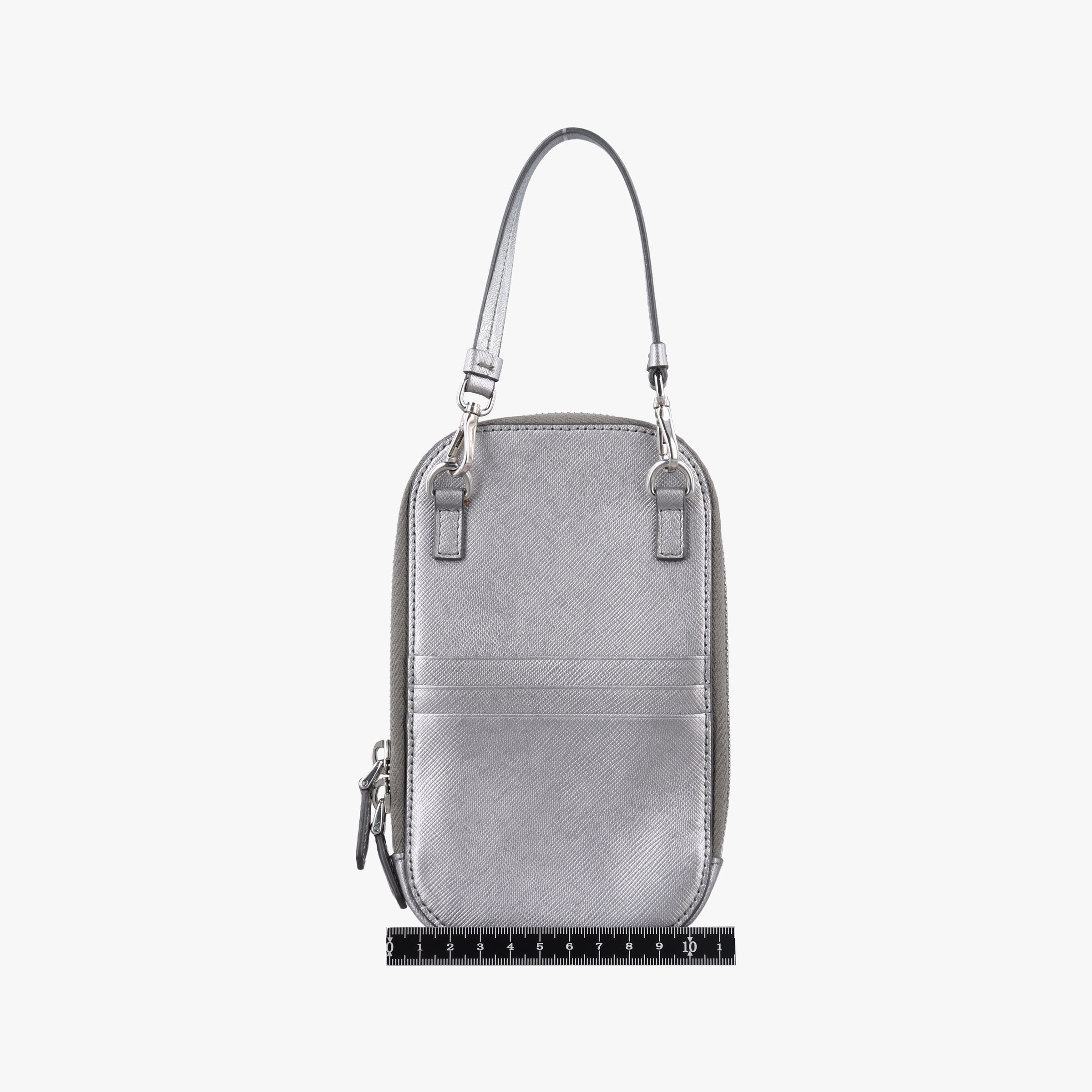 Pre-owned Prada Triangle logo Silver Saffiano Leather 1DH030 shoulderbag | stylenewstar