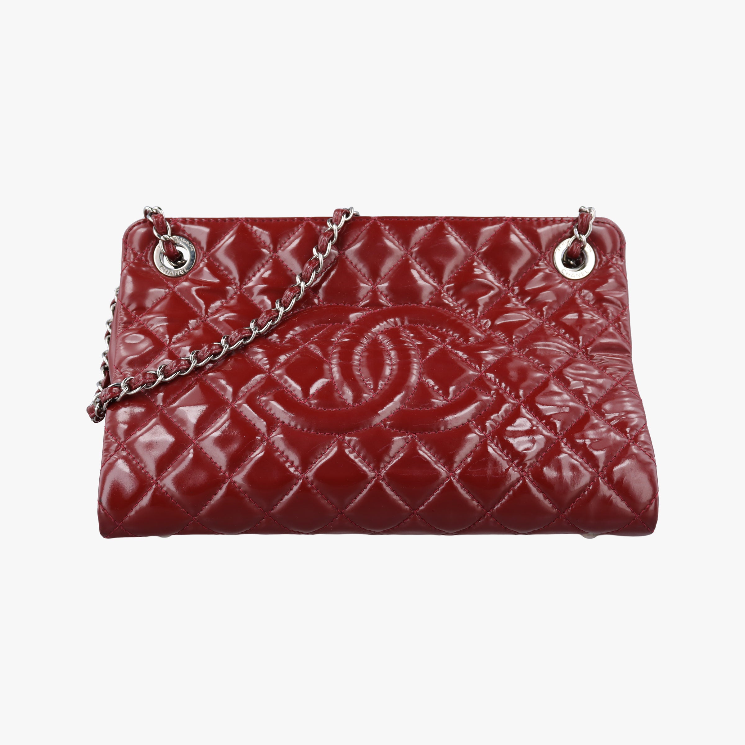 Pre-owned Chanel Matelasse Cocomark GST Red Patent A65734 shoulderbag | stylenewstar