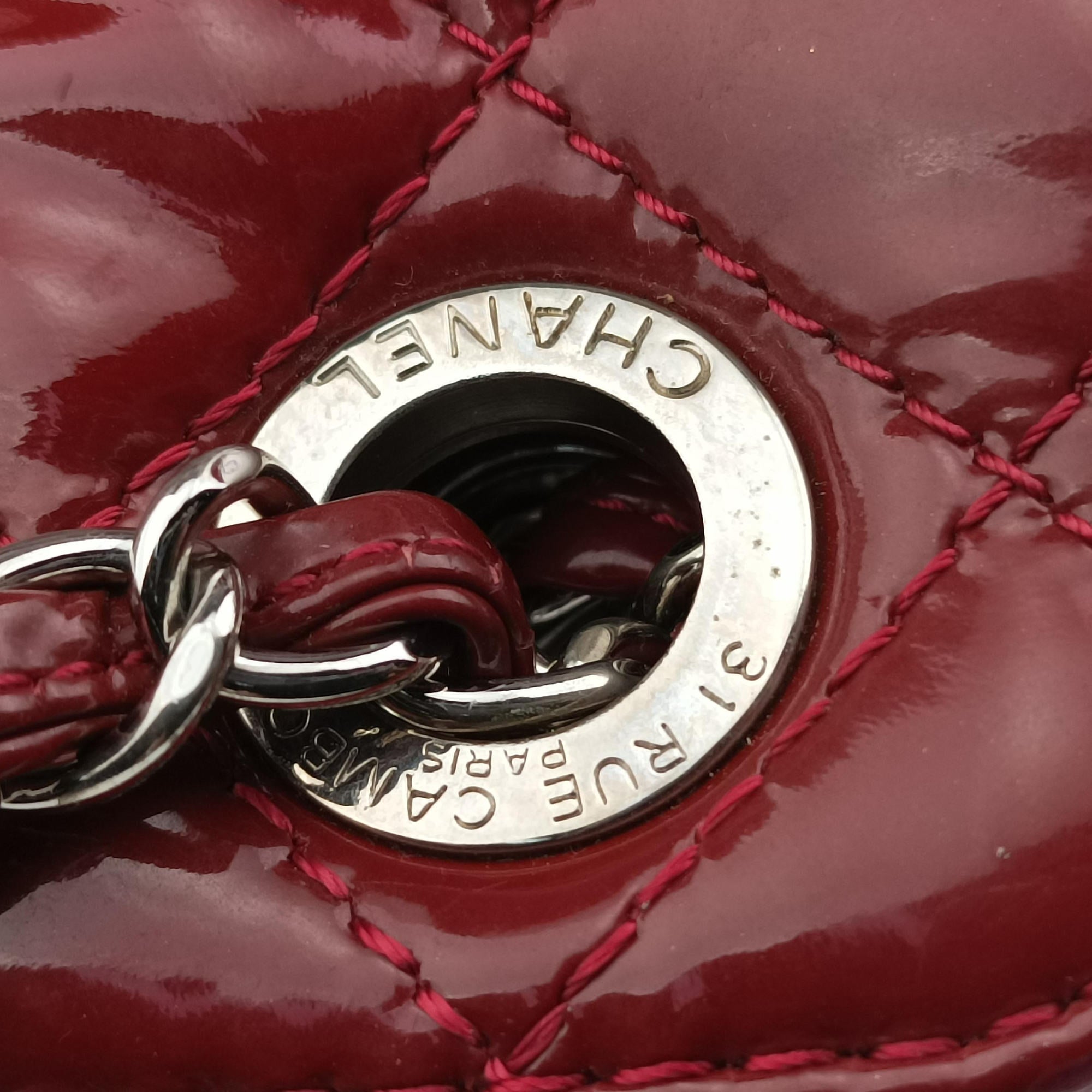 Pre-owned Chanel Matelasse Cocomark GST Red Patent A65734 shoulderbag | stylenewstar