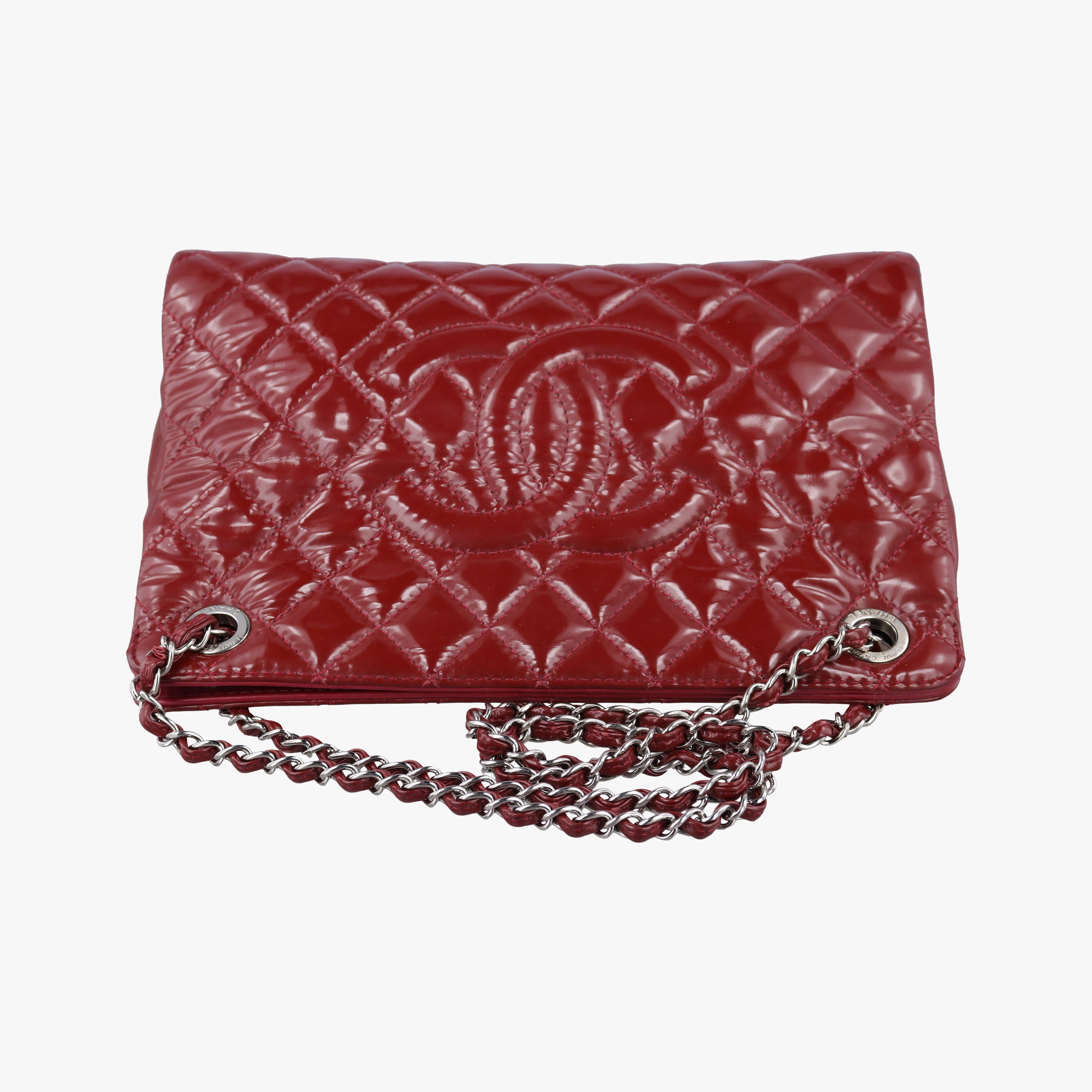 Pre-owned Chanel Matelasse Cocomark GST Red Patent A65734 shoulderbag | stylenewstar