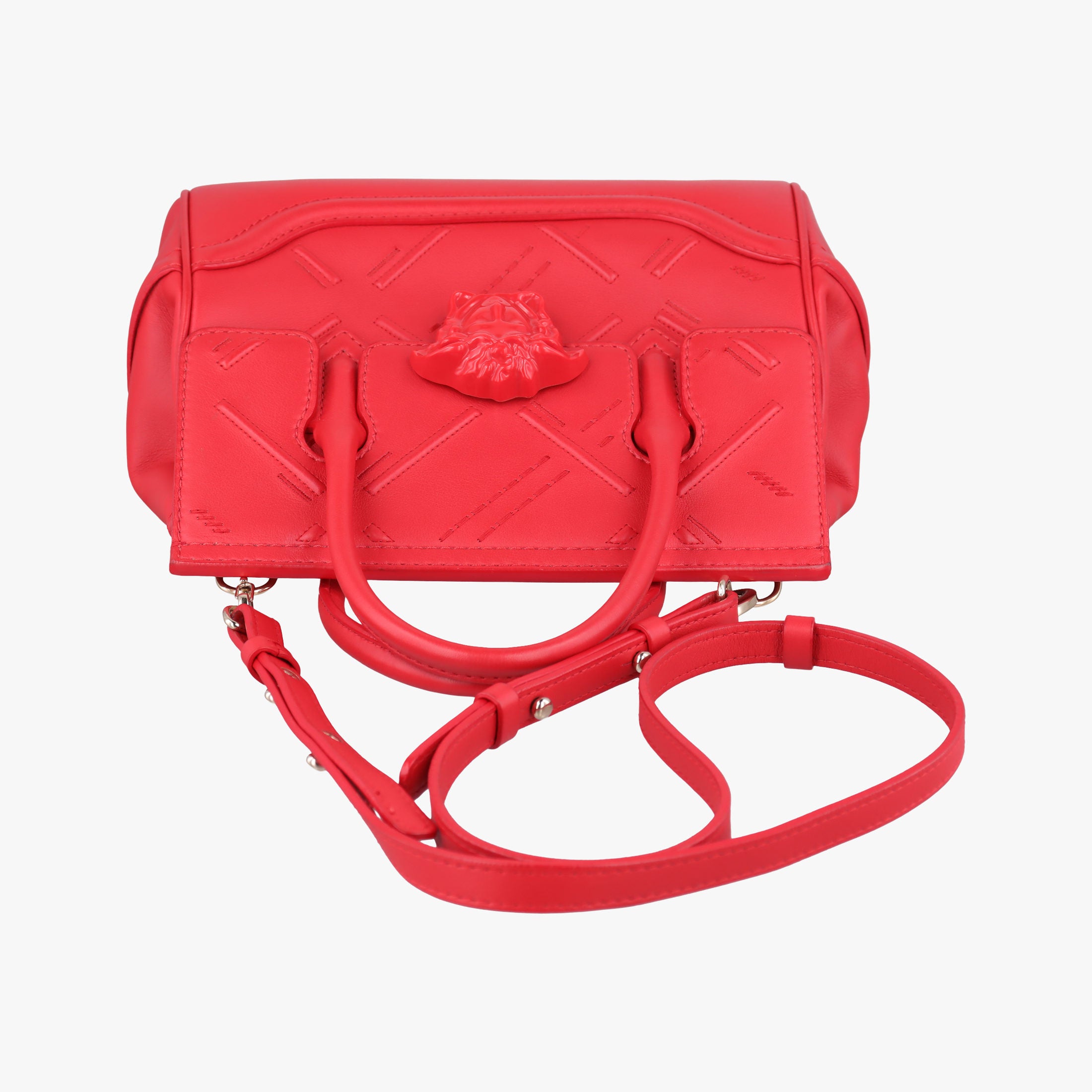 Pre-owned VERSACE Palazzo Empire Red Leather  shoulderbag | stylenewstar