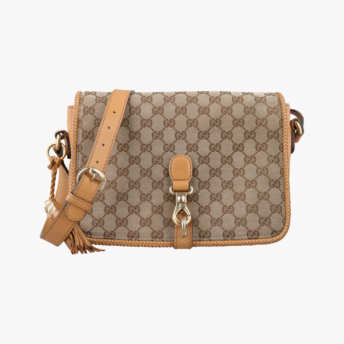 Pre-owned Gucci Marrakech Messenger Brown canvasxLeather 257024 shoulderbag | stylenewstar