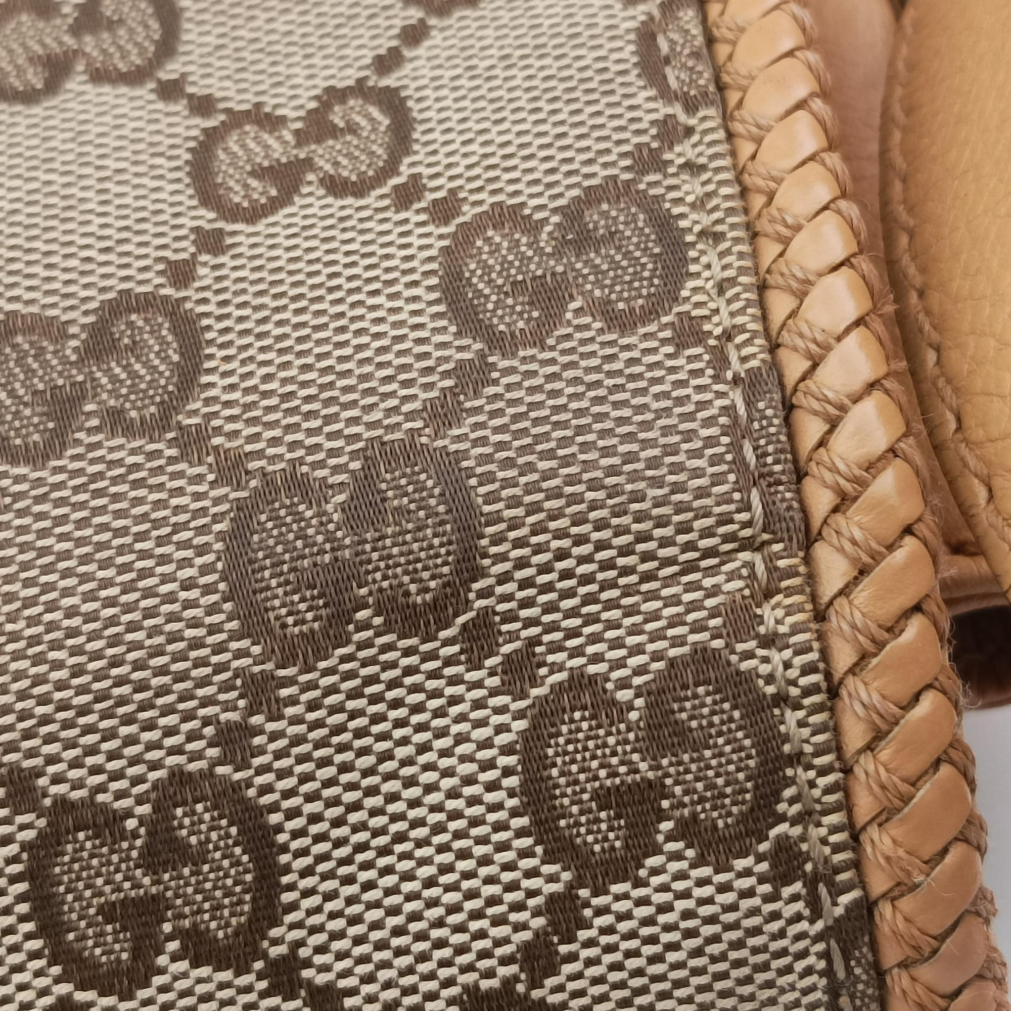 Pre-owned Gucci Marrakech Messenger Brown canvasxLeather 257024 shoulderbag | stylenewstar