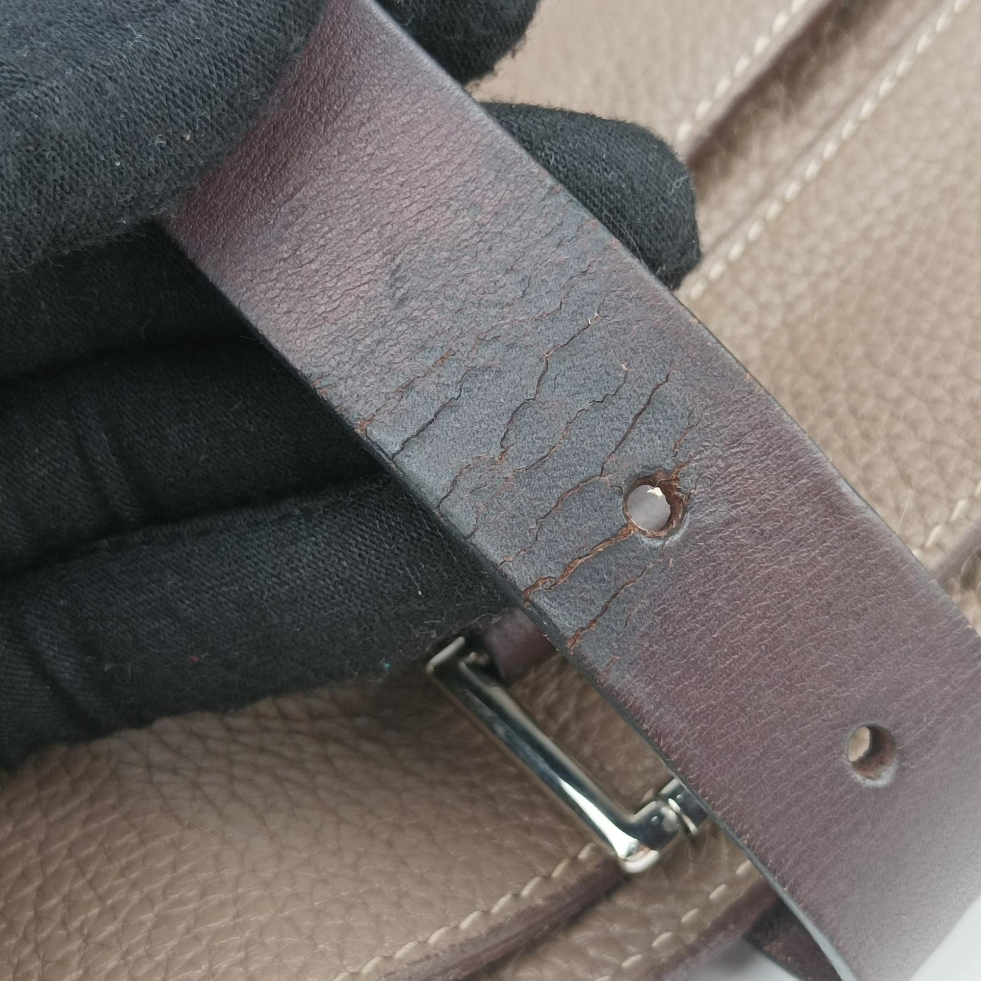 Vintage Hermes MarwariGM Etoupe Taurillon Clemence  shoulderbag | stylenewstar