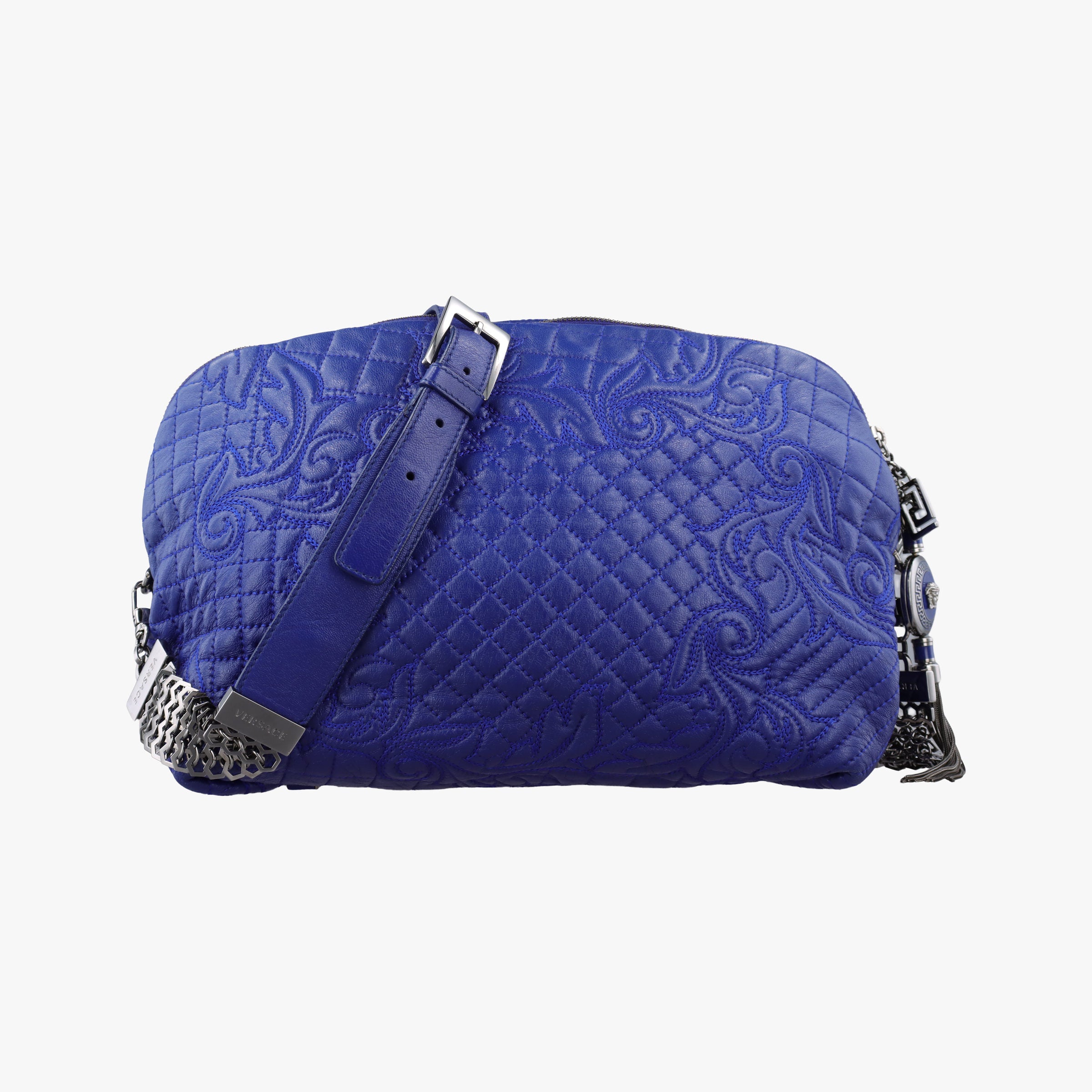 Pre-owned VERSACE Vanitas Blue Leather  shoulderbag | stylenewstar