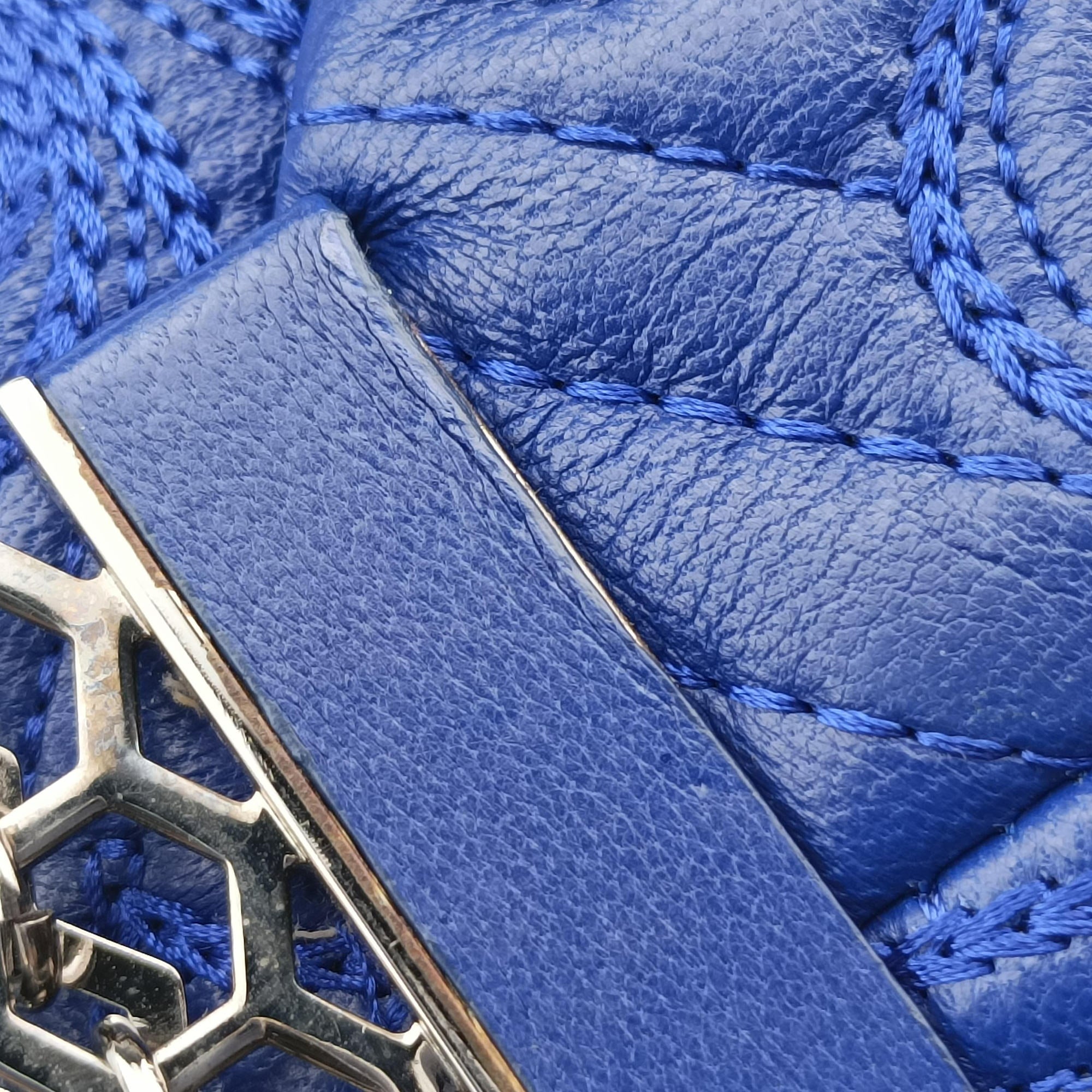Pre-owned VERSACE Vanitas Blue Leather  shoulderbag | stylenewstar