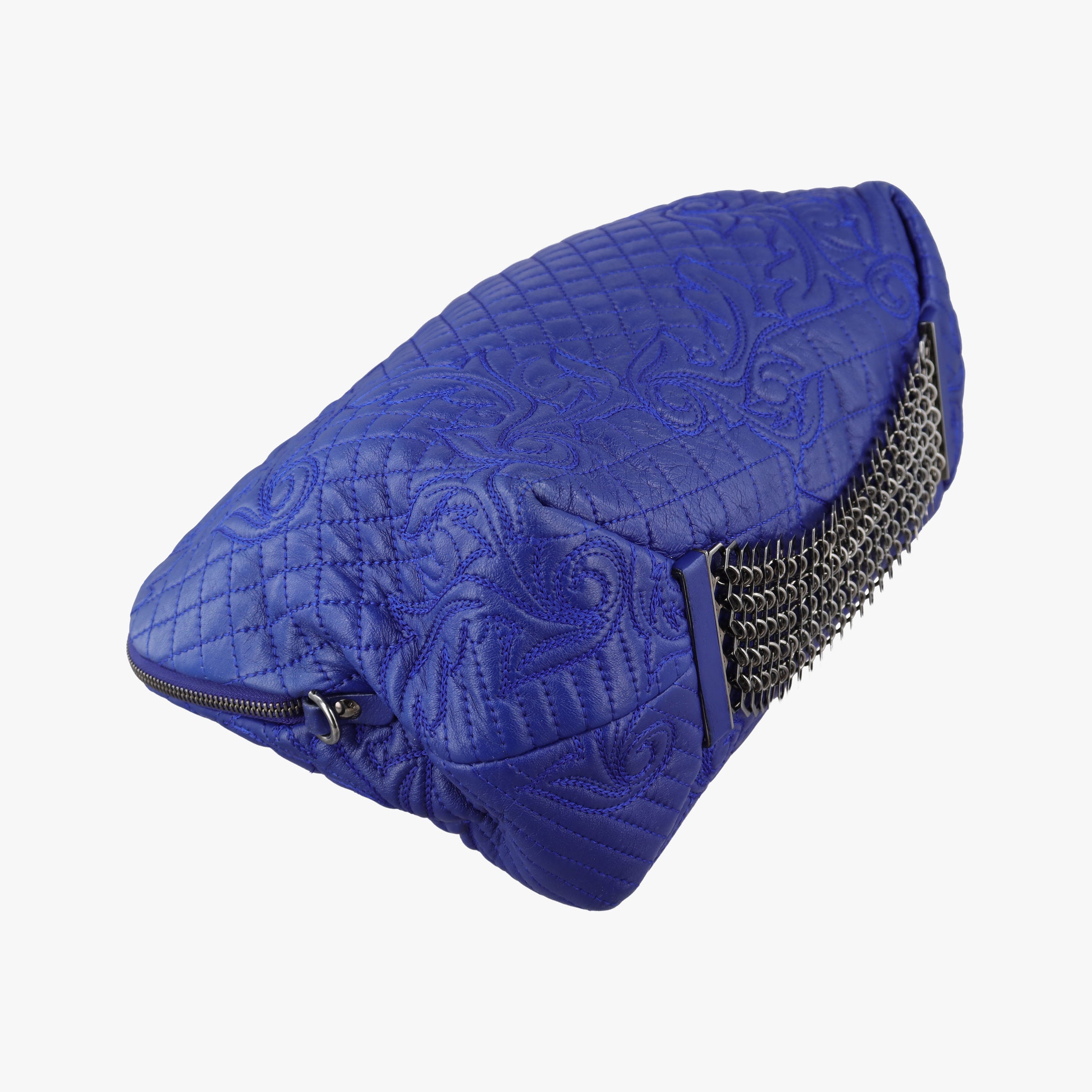 Pre-owned VERSACE Vanitas Blue Leather  shoulderbag | stylenewstar