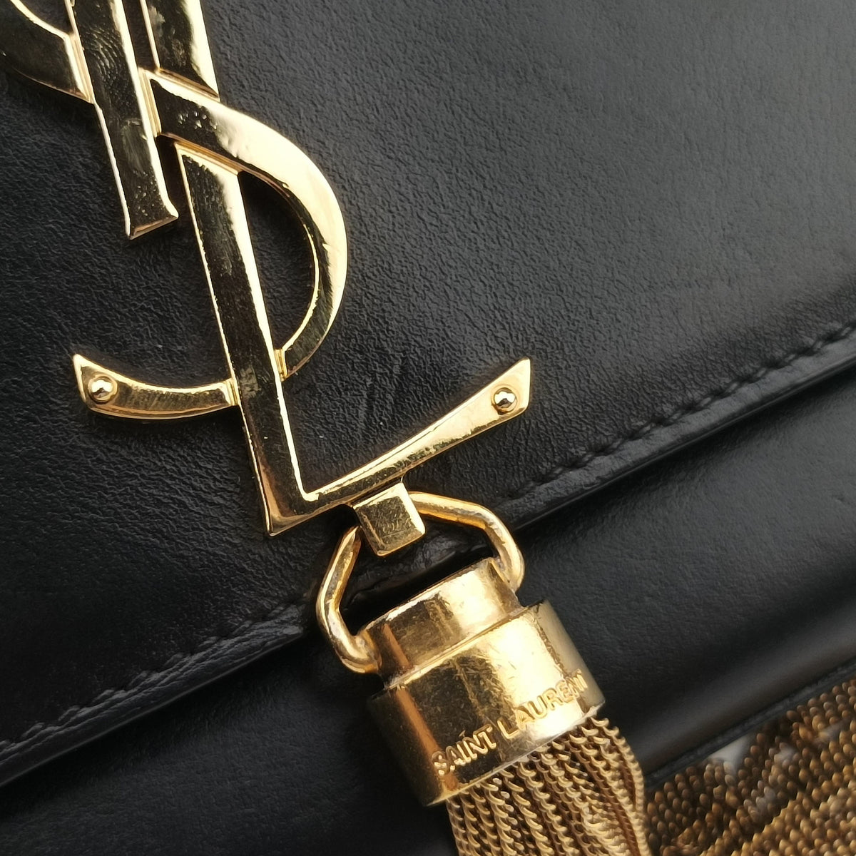 Pre-owned Yves Saint Laurent KATE Black Leather 354119 shoulderbag | stylenewstar