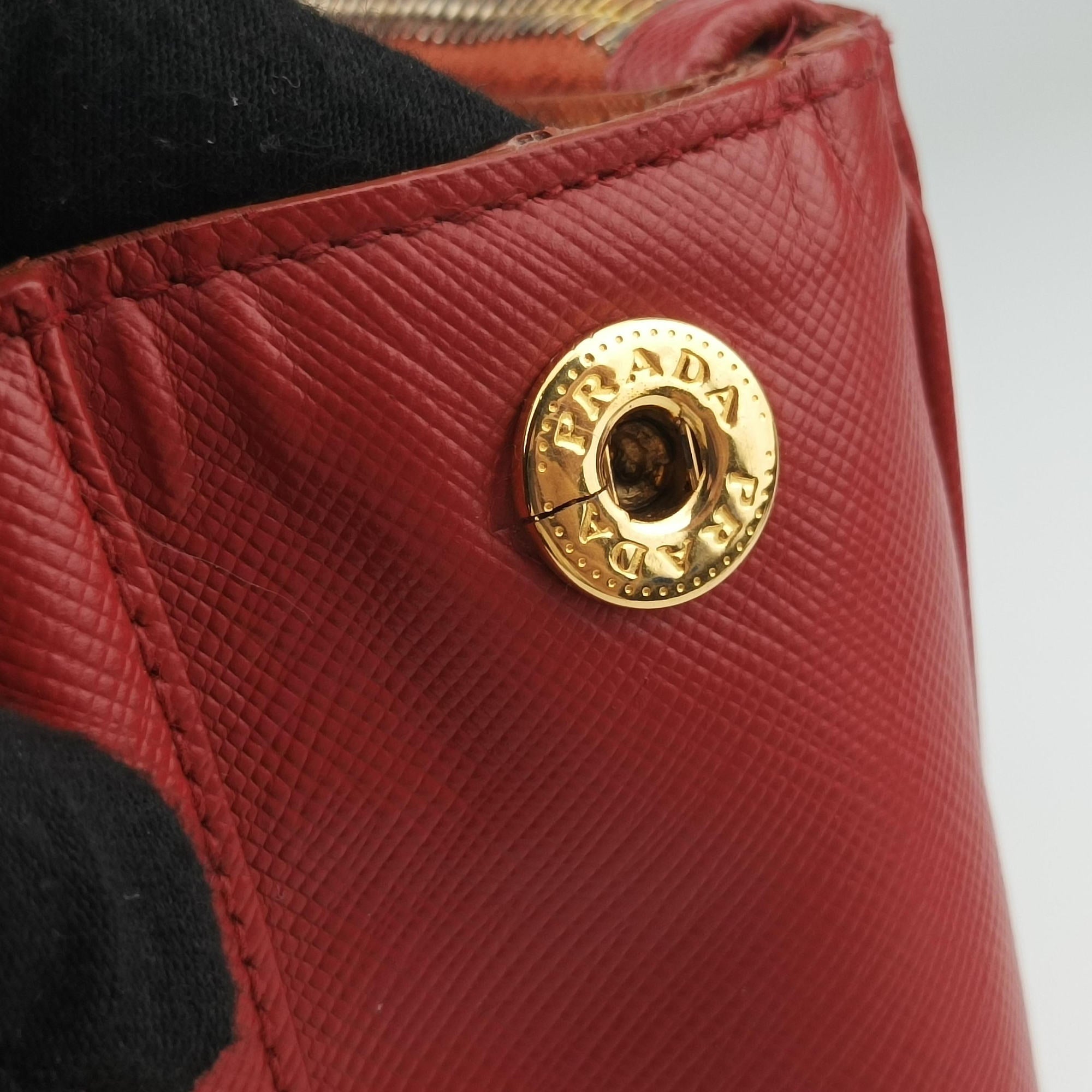 Pre-owned Prada Galleria Orange×red SAFFIANO Leather BN1844 shoulderbag | stylenewstar