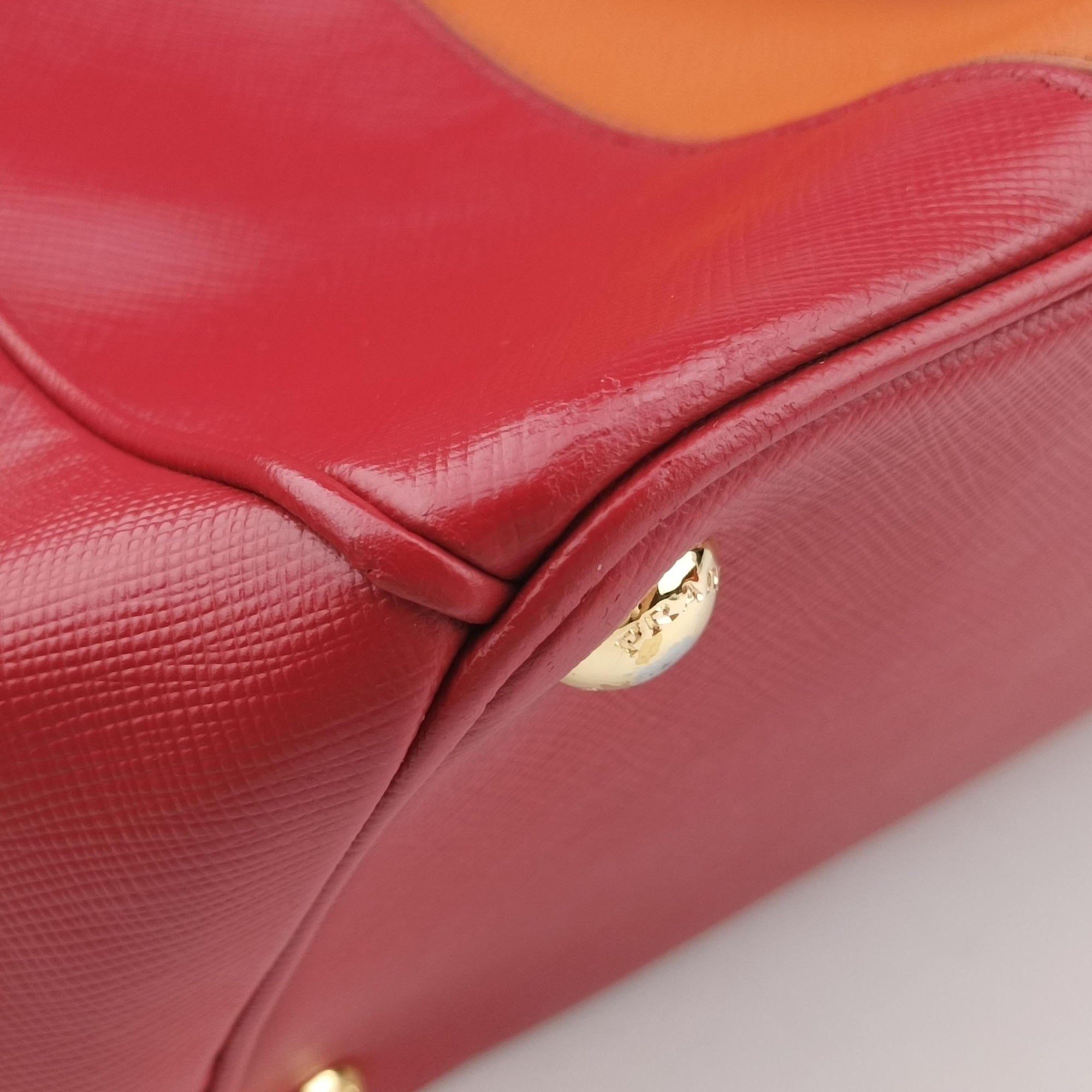 Pre-owned Prada Galleria Orange×red SAFFIANO Leather BN1844 shoulderbag | stylenewstar