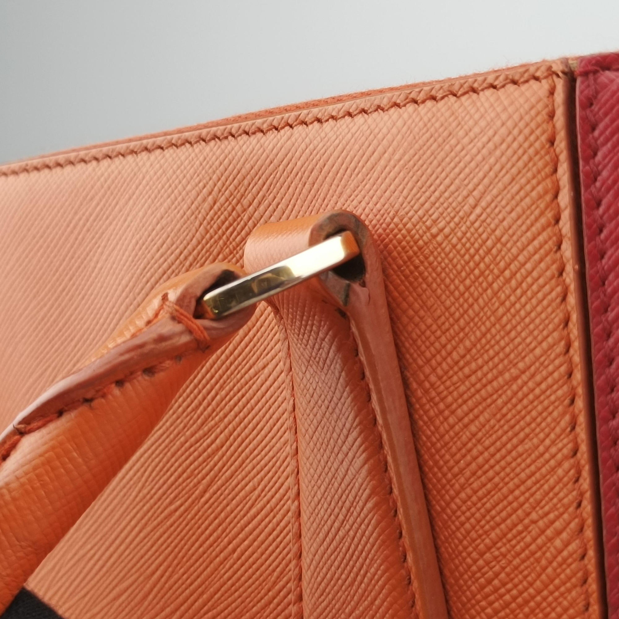 Pre-owned Prada Galleria Orange×red SAFFIANO Leather BN1844 shoulderbag | stylenewstar