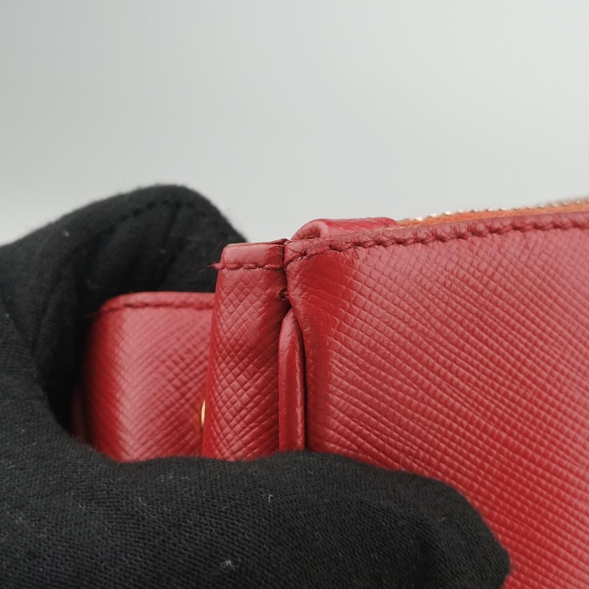 Pre-owned Prada Galleria Orange×red SAFFIANO Leather BN1844 shoulderbag | stylenewstar