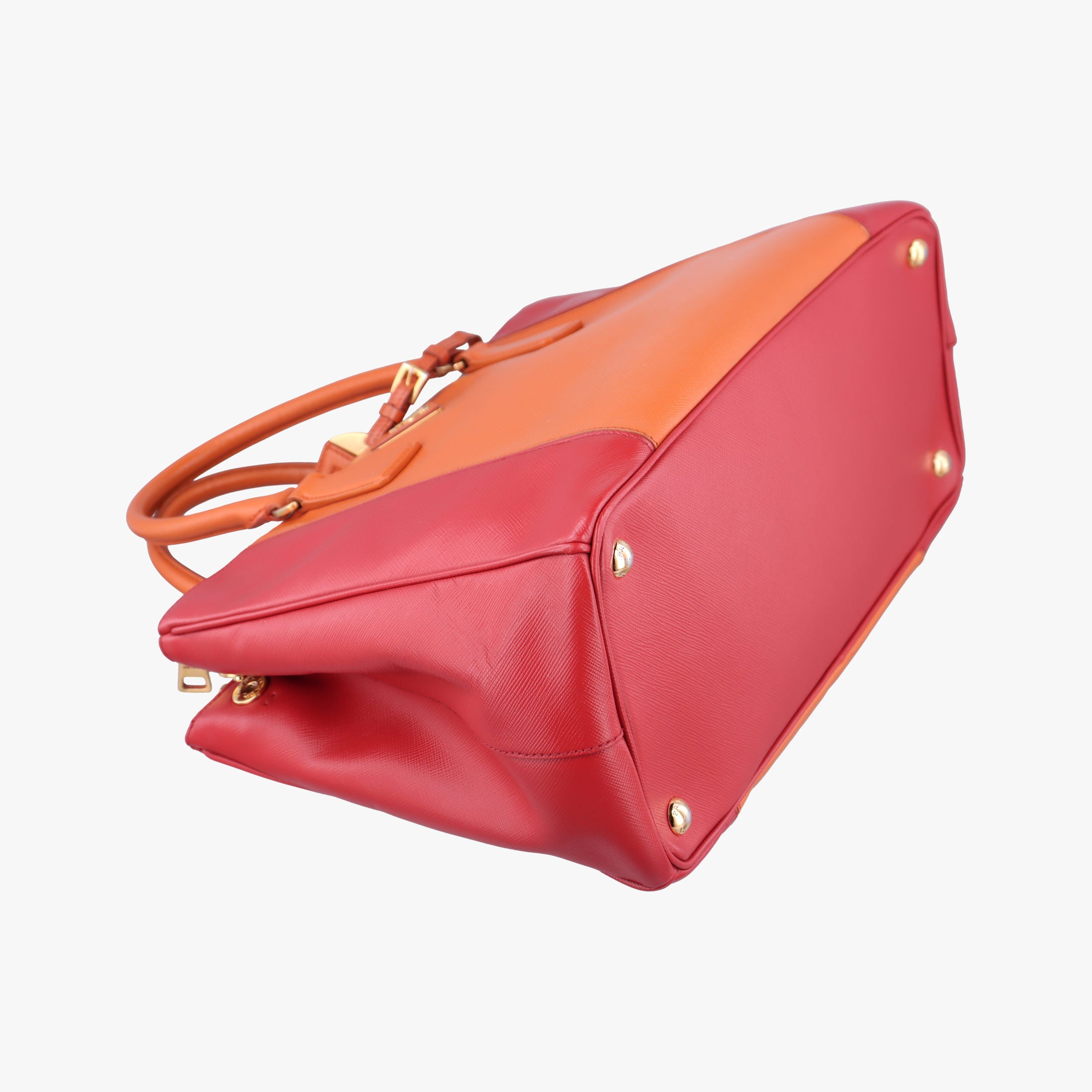 Pre-owned Prada Galleria Orange×red SAFFIANO Leather BN1844 shoulderbag | stylenewstar
