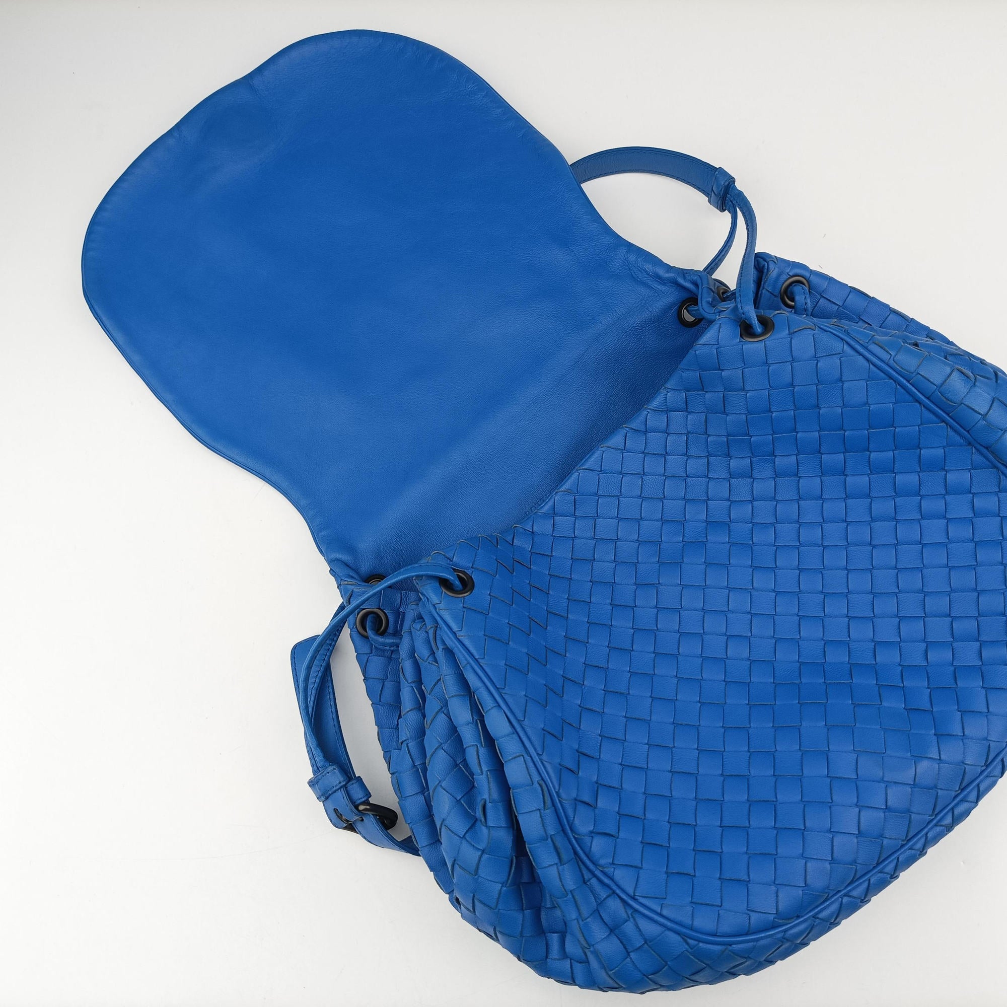 Pre-owned Bottega Veneta Intrecciato Blue lambskin  shoulderbag | stylenewstar