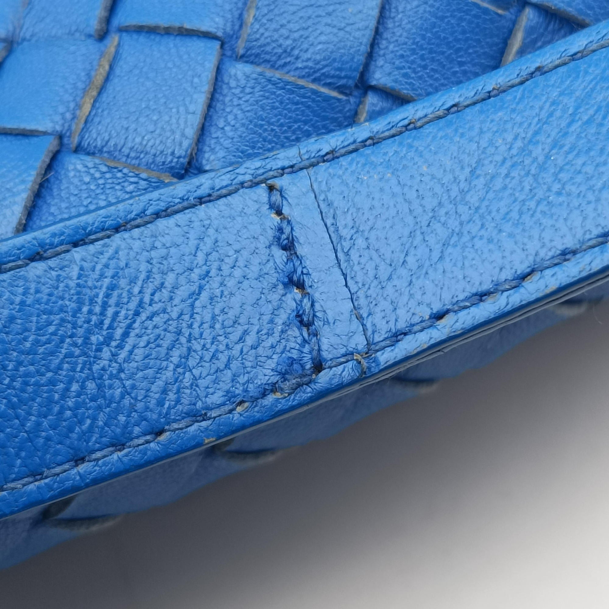 Pre-owned Bottega Veneta Intrecciato Blue lambskin  shoulderbag | stylenewstar
