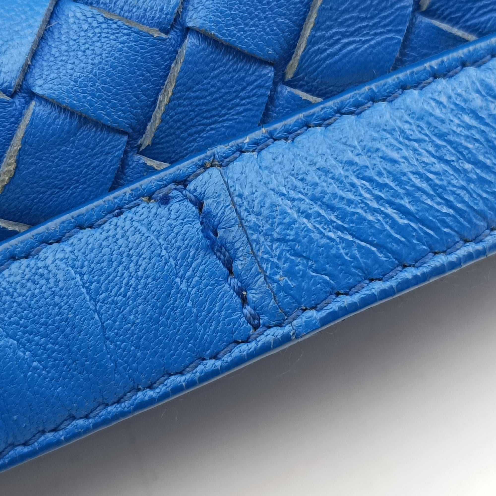 Pre-owned Bottega Veneta Intrecciato Blue lambskin  shoulderbag | stylenewstar