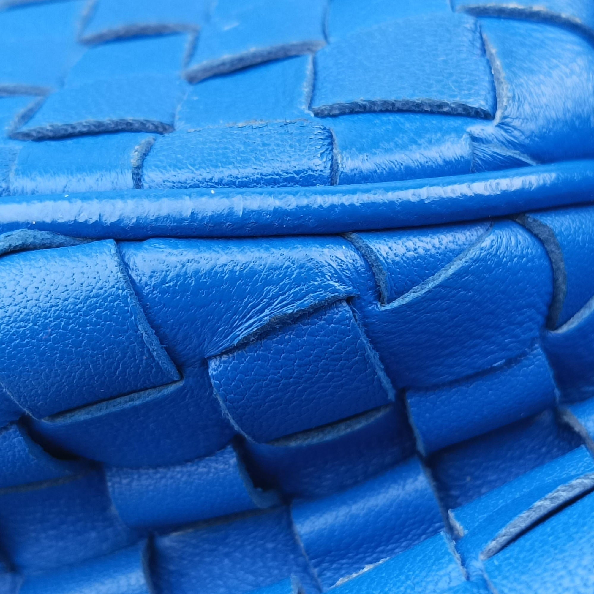 Pre-owned Bottega Veneta Intrecciato Blue lambskin  shoulderbag | stylenewstar