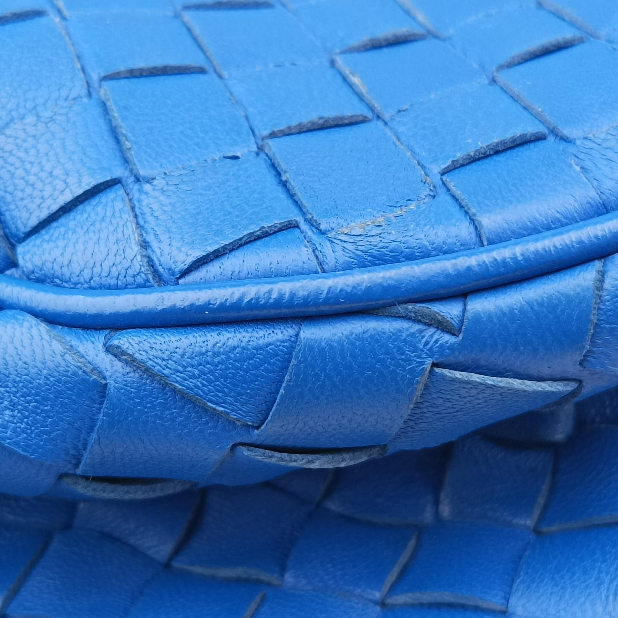 Pre-owned Bottega Veneta Intrecciato Blue lambskin  shoulderbag | stylenewstar
